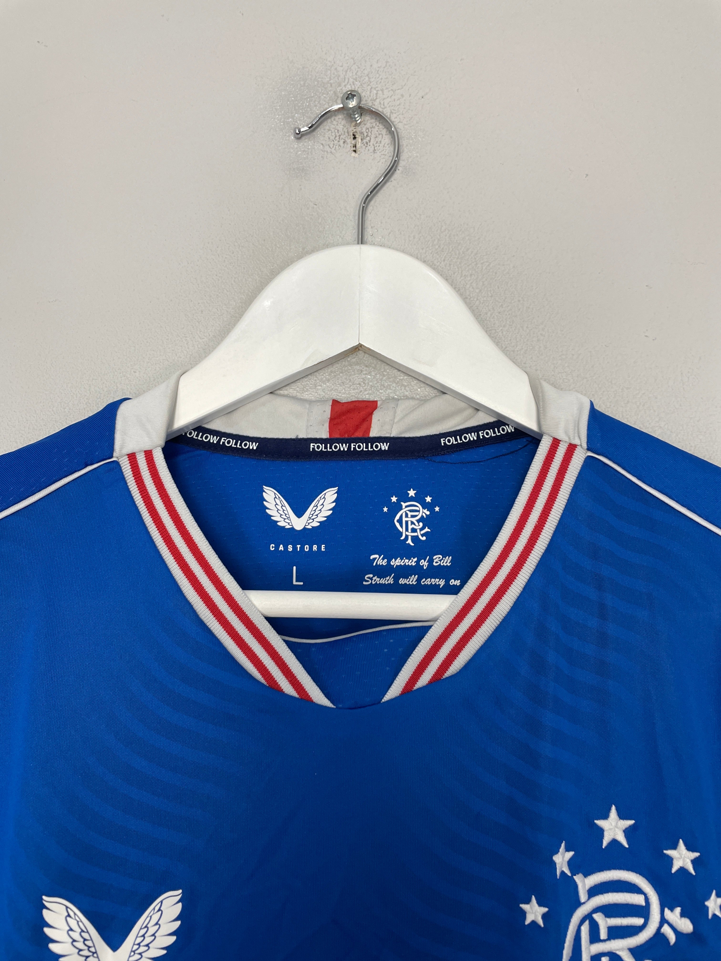 Shop 2020/21 RANGERS HOME SHIRT (L) CASTORE, classic football shirts, vintage football shirts & retro soccer jerseys at Cult Kits