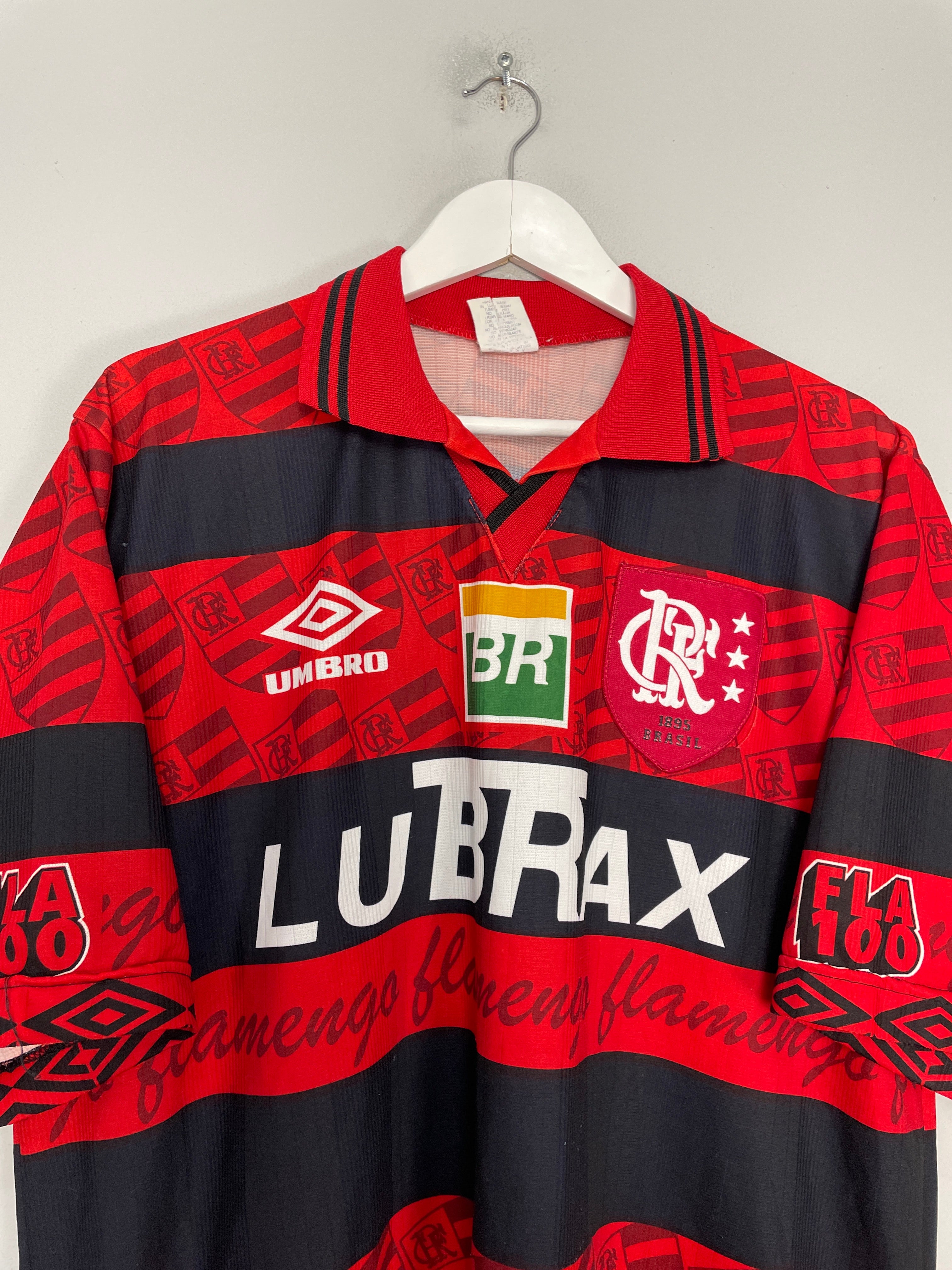 Shop 1995/96 FLAMENGO *CENTENARY* HOME SHIRT (XL) UMBRO, classic football shirts, vintage football shirts & retro soccer jerseys at Cult Kits