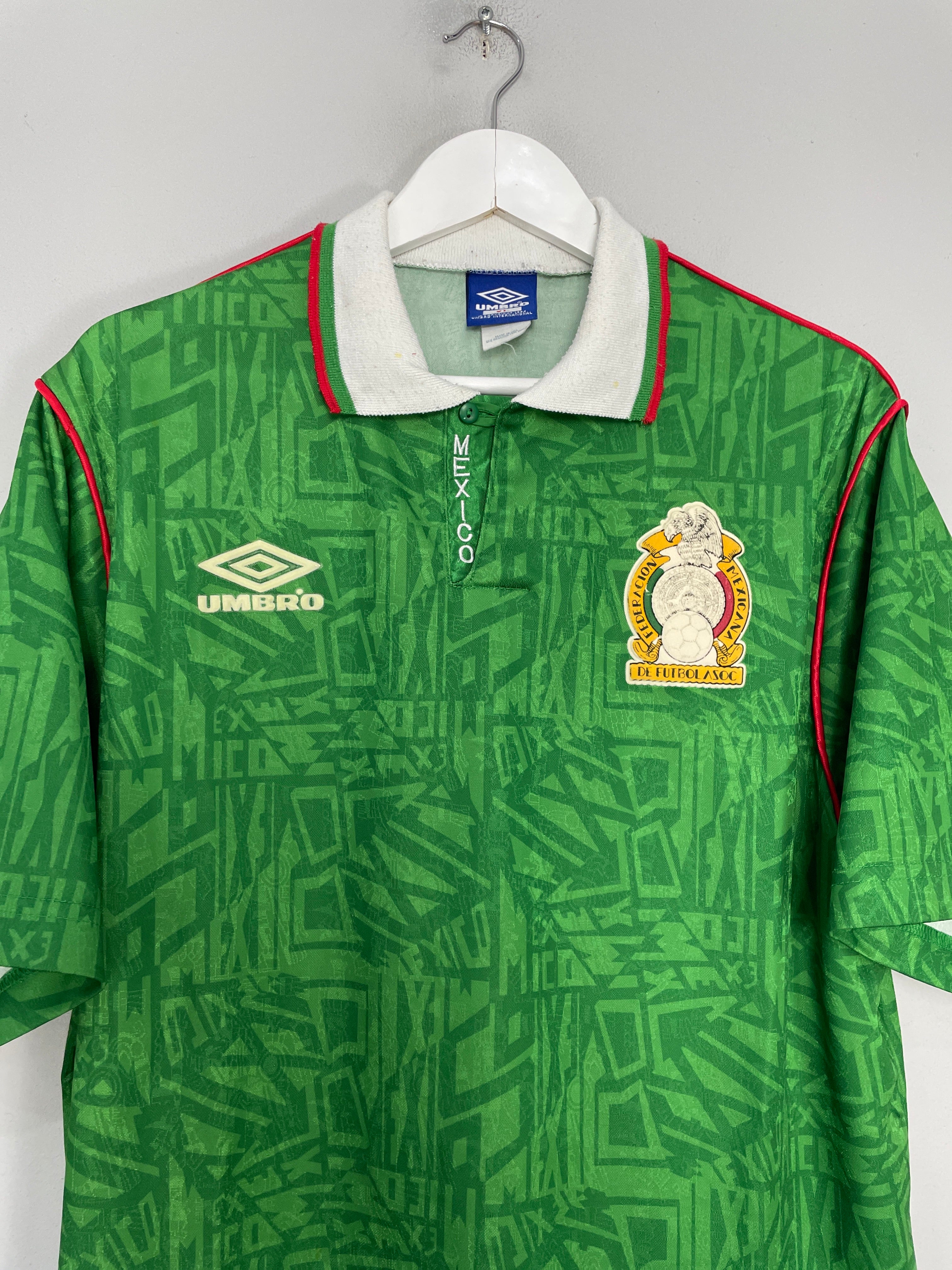 Shop 1994 MEXICO HOME SHIRT (XL) UMBRO, classic football shirts, vintage football shirts & retro soccer jerseys at Cult Kits