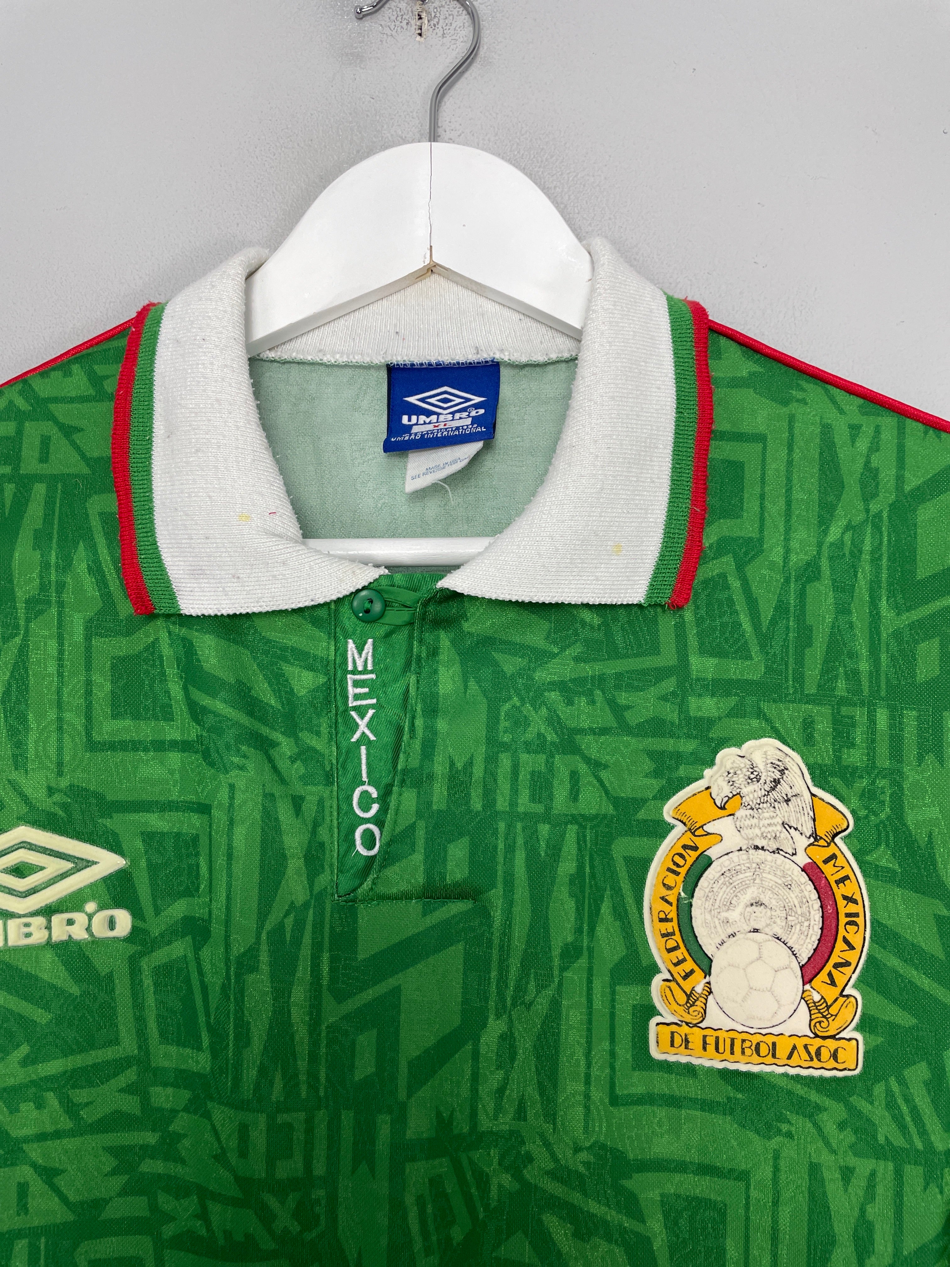Shop 1994 MEXICO HOME SHIRT (XL) UMBRO, classic football shirts, vintage football shirts & retro soccer jerseys at Cult Kits