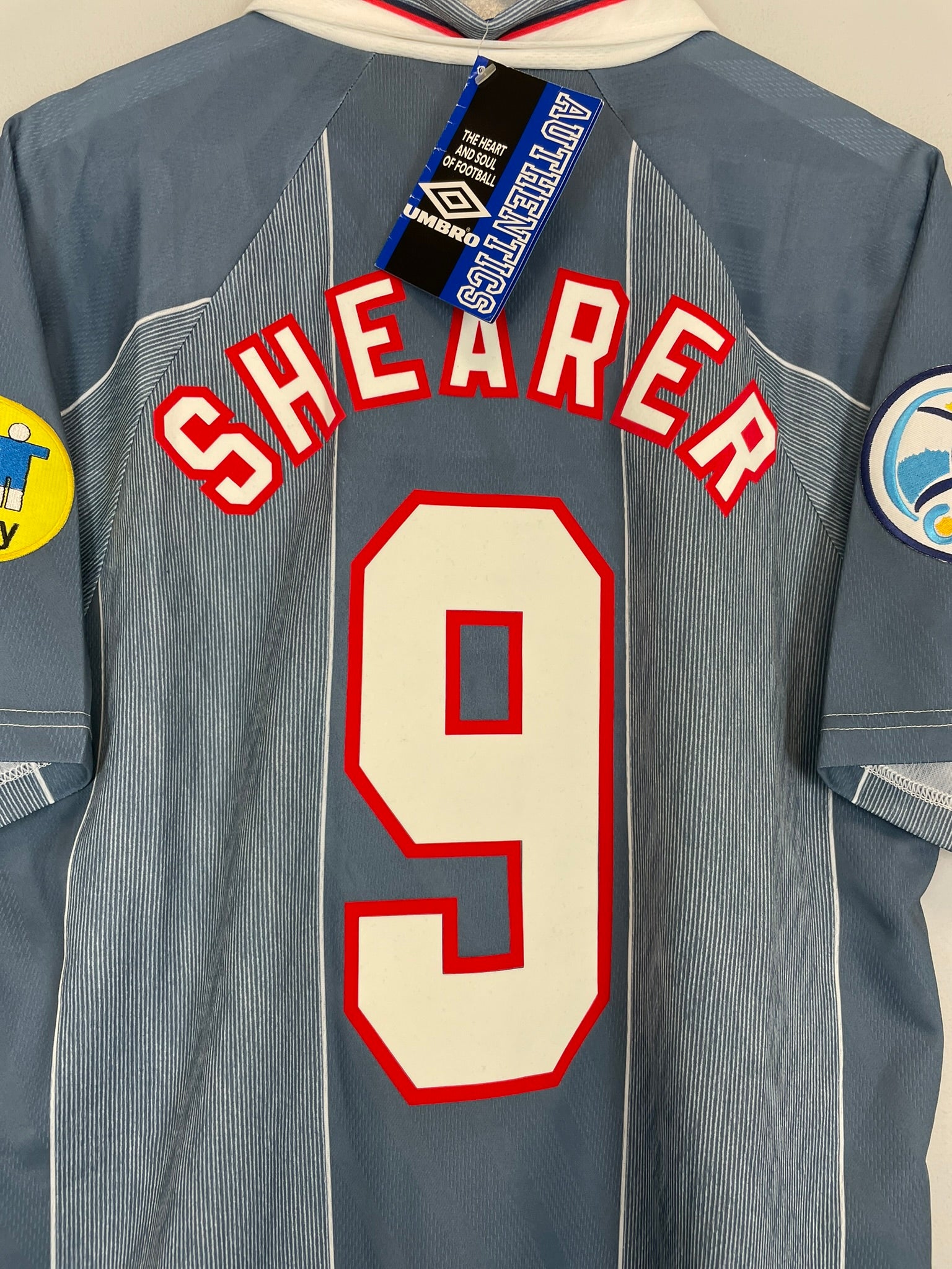 Shop 1996/97 ENGLAND SHEARER #9 *BNWT* AWAY SHIRT (L) UMBRO, classic football shirts, vintage football shirts & retro soccer jerseys at Cult Kits