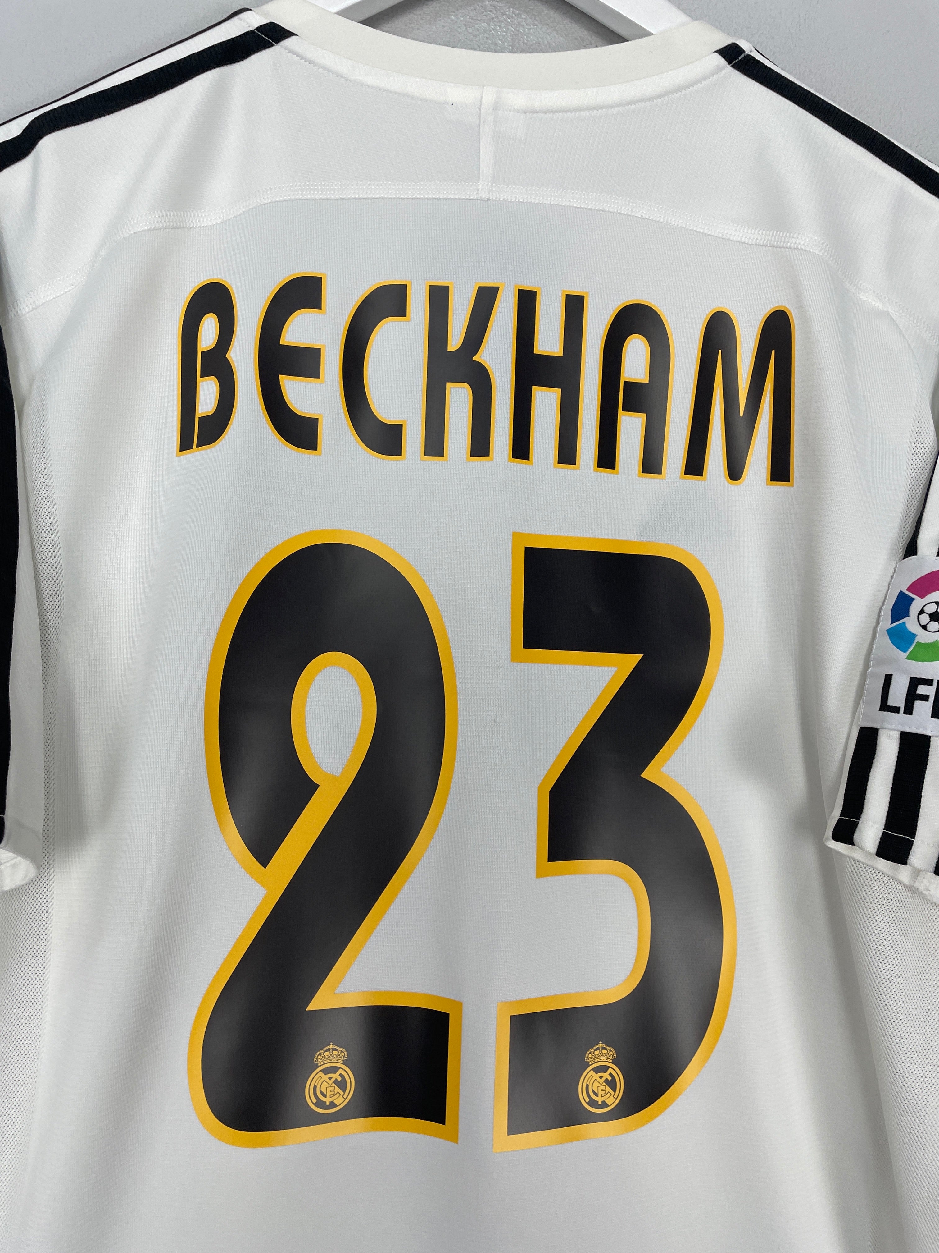 Shop 2003/04 REAL MADRID BECKHAM #23 HOME SHIRT (L) ADIDAS, classic football shirts, vintage football shirts & retro soccer jerseys at Cult Kits