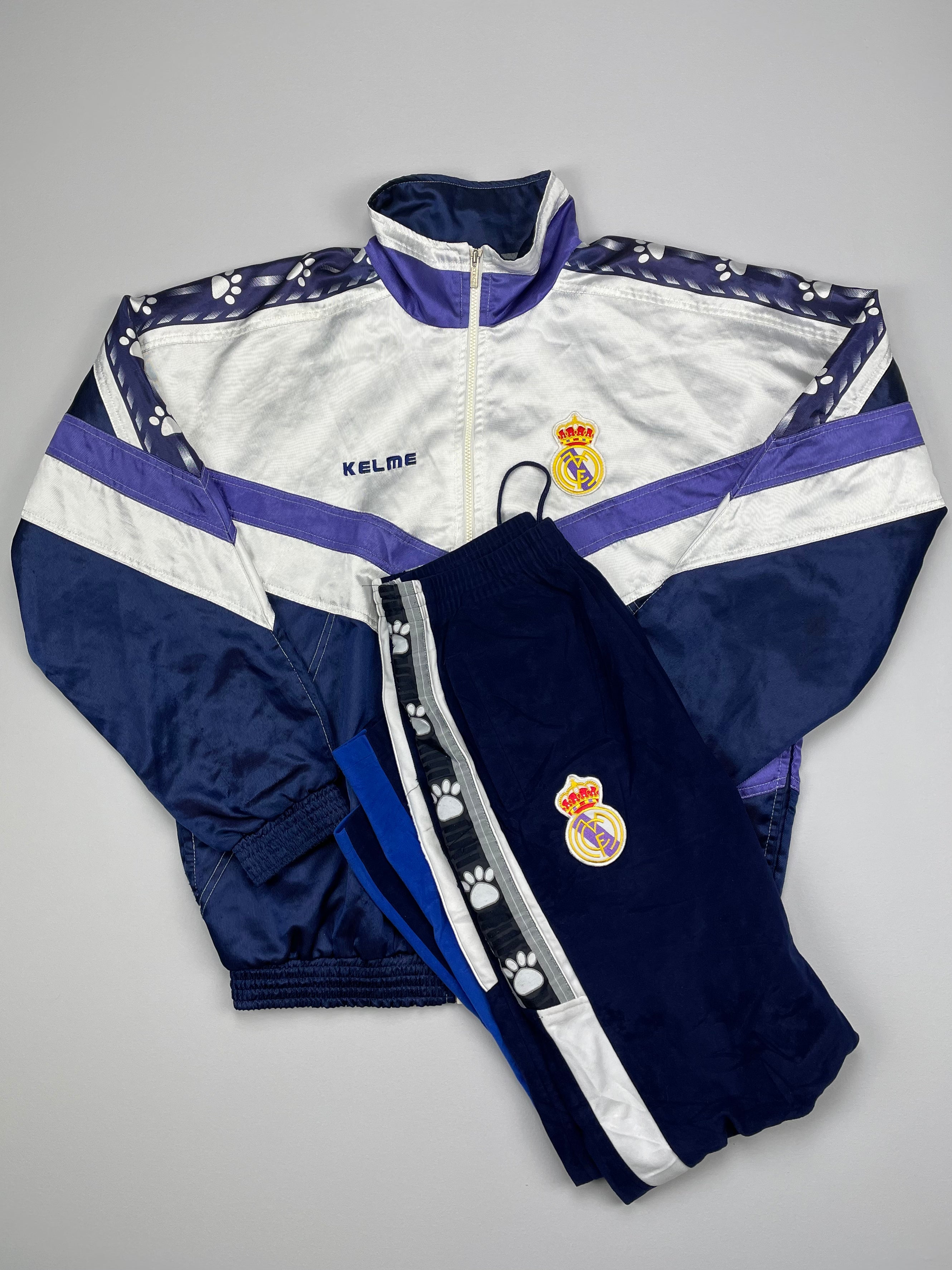 Shop 1994/96 REAL MADRID FULL TRACKSUIT (L) KELME, classic football shirts, vintage football shirts & retro soccer jerseys at Cult Kits