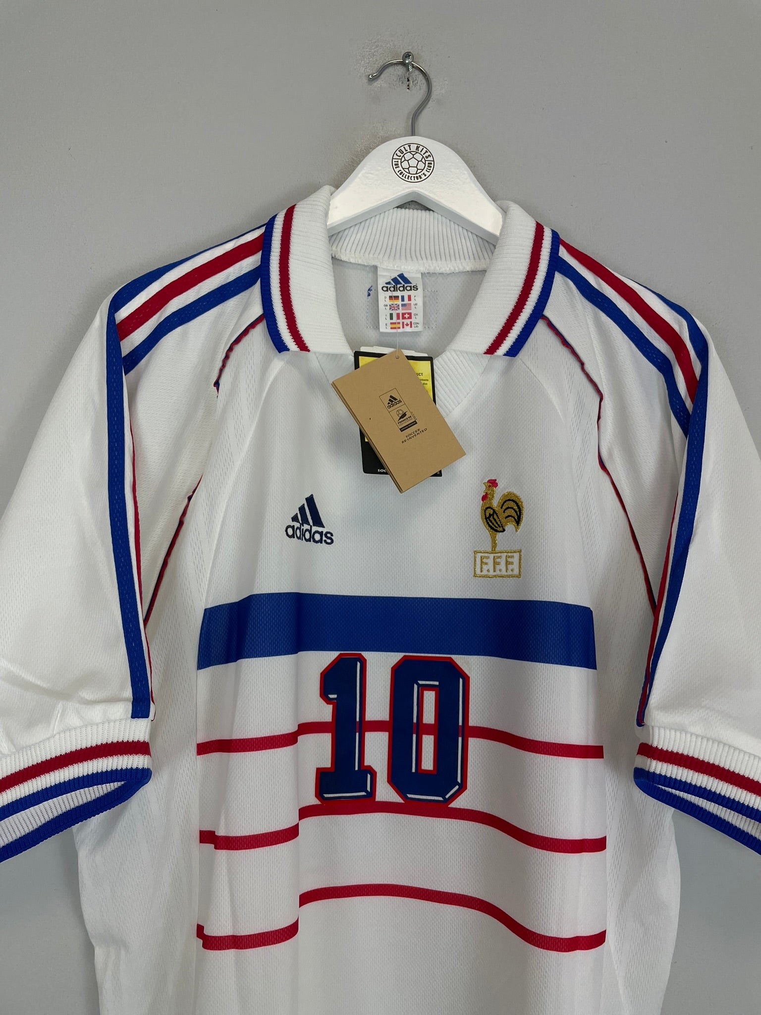 Shop 1998/00 FRANCE ZIDANE #10 BNWT** AWAY SHIRT (L) ADIDAS, classic football shirts, vintage football shirts & retro soccer jerseys at Cult Kits