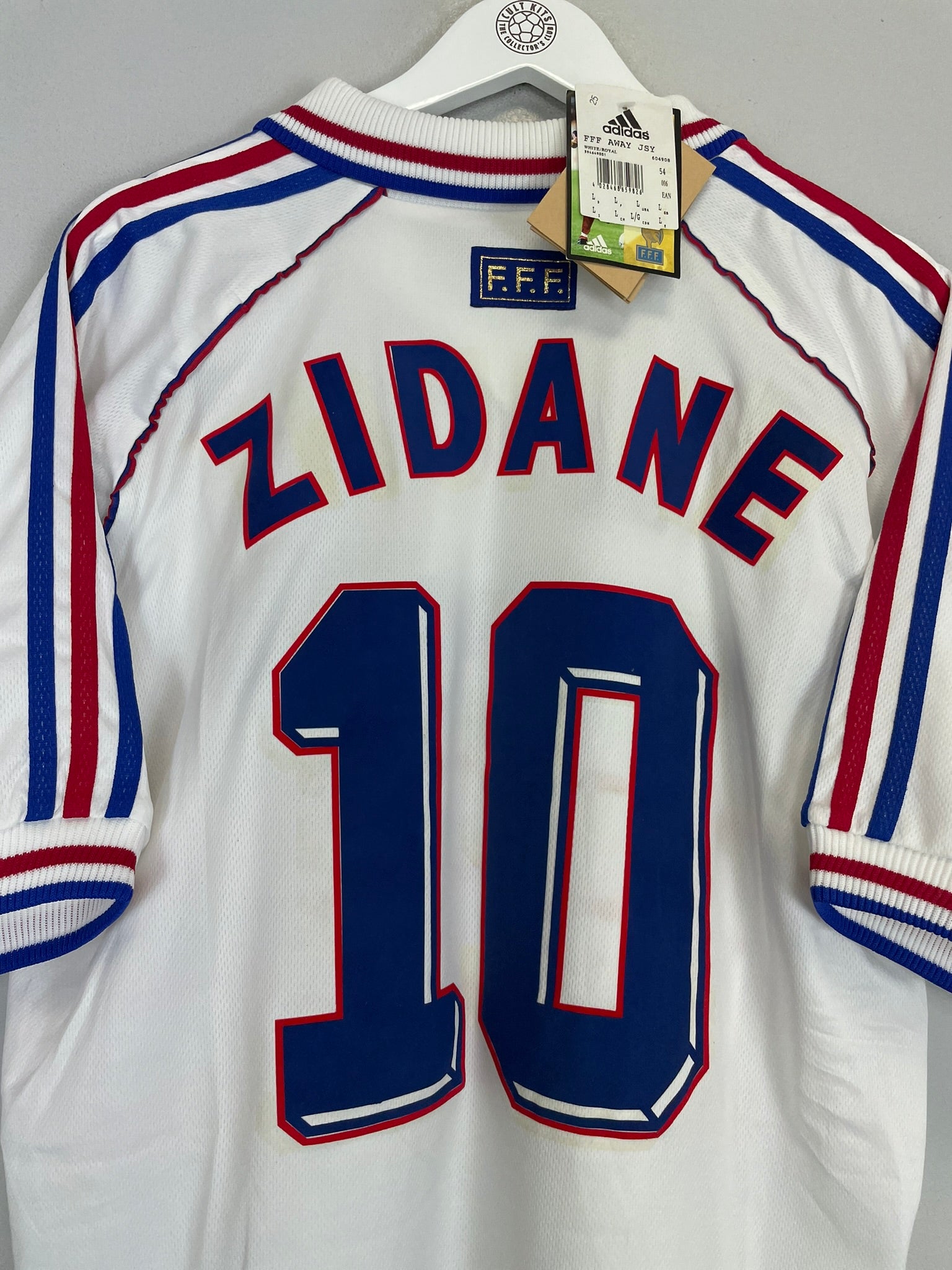 Shop 1998/00 FRANCE ZIDANE #10 BNWT** AWAY SHIRT (L) ADIDAS, classic football shirts, vintage football shirts & retro soccer jerseys at Cult Kits