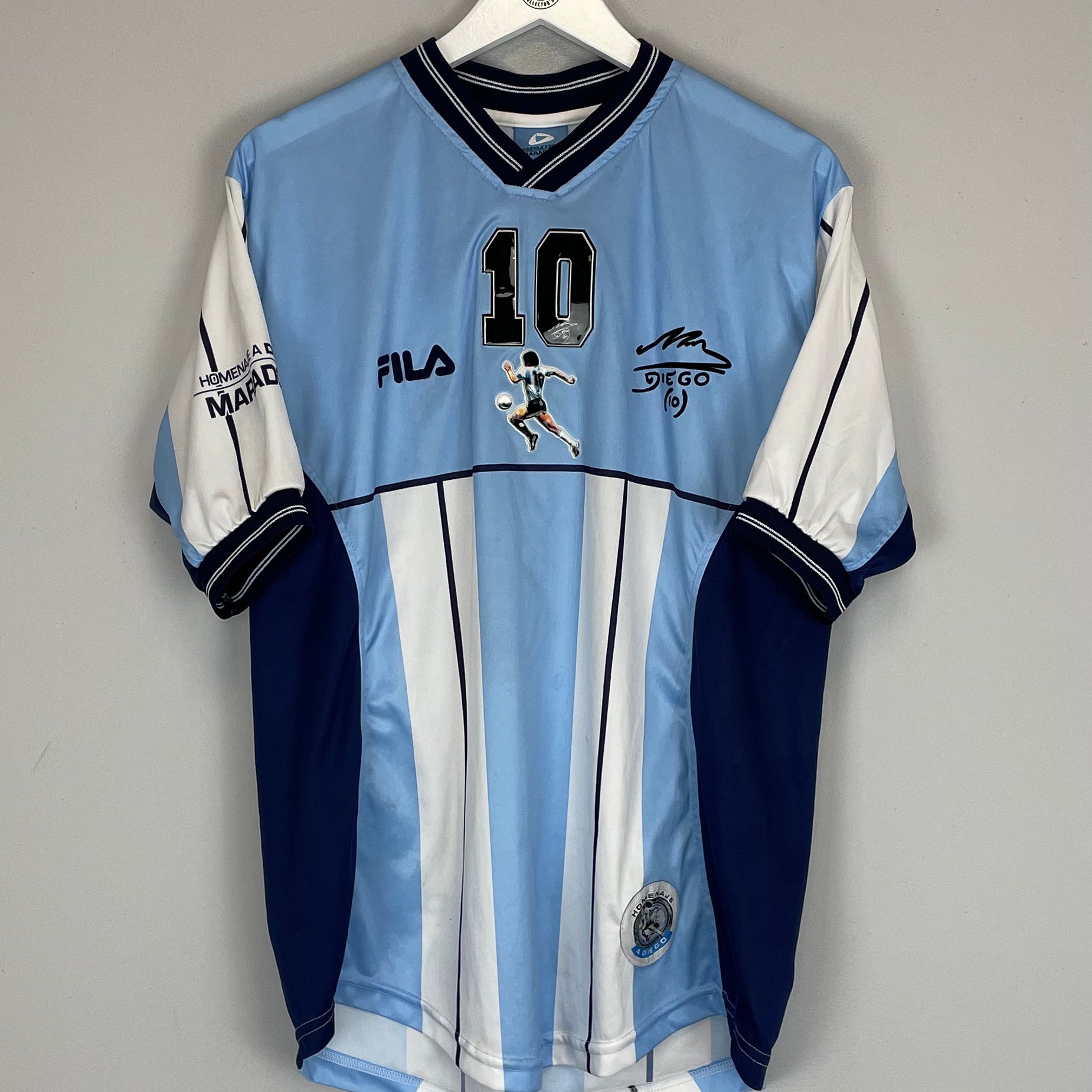 Shop 2001 MARADONA TESTIMONIAL SHIRT (XL) FILA, classic football shirts, vintage football shirts & retro soccer jerseys at Cult Kits