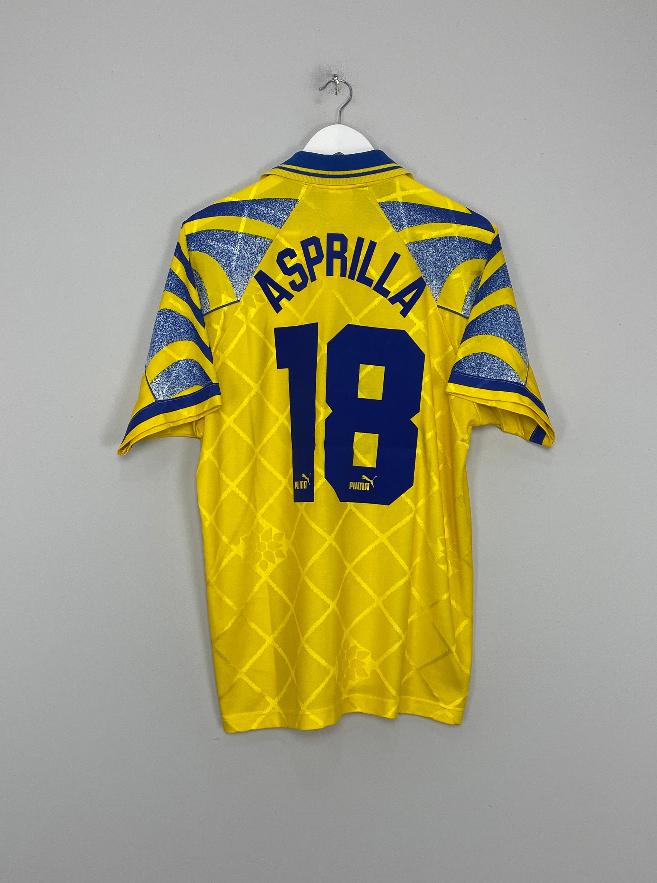 Shop 1995/97 PARMA ASPRILLA #18 HOME SHIRT (M) PUMA, classic football shirts, vintage football shirts & retro soccer jerseys at Cult Kits