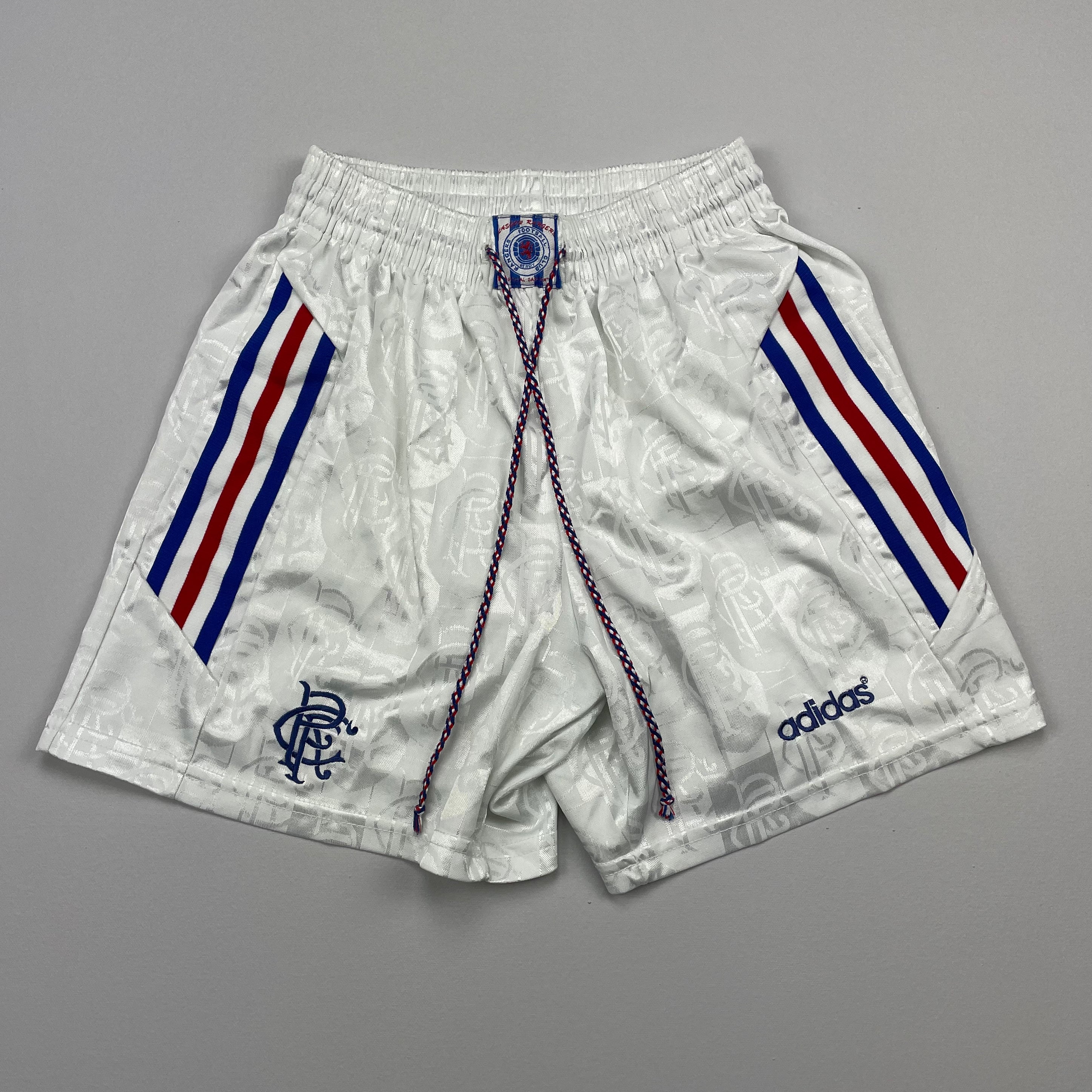 Shop 1996/97 RANGERS HOME SHORTS (L) ADIDAS, classic football shirts, vintage football shirts & retro soccer jerseys at Cult Kits
