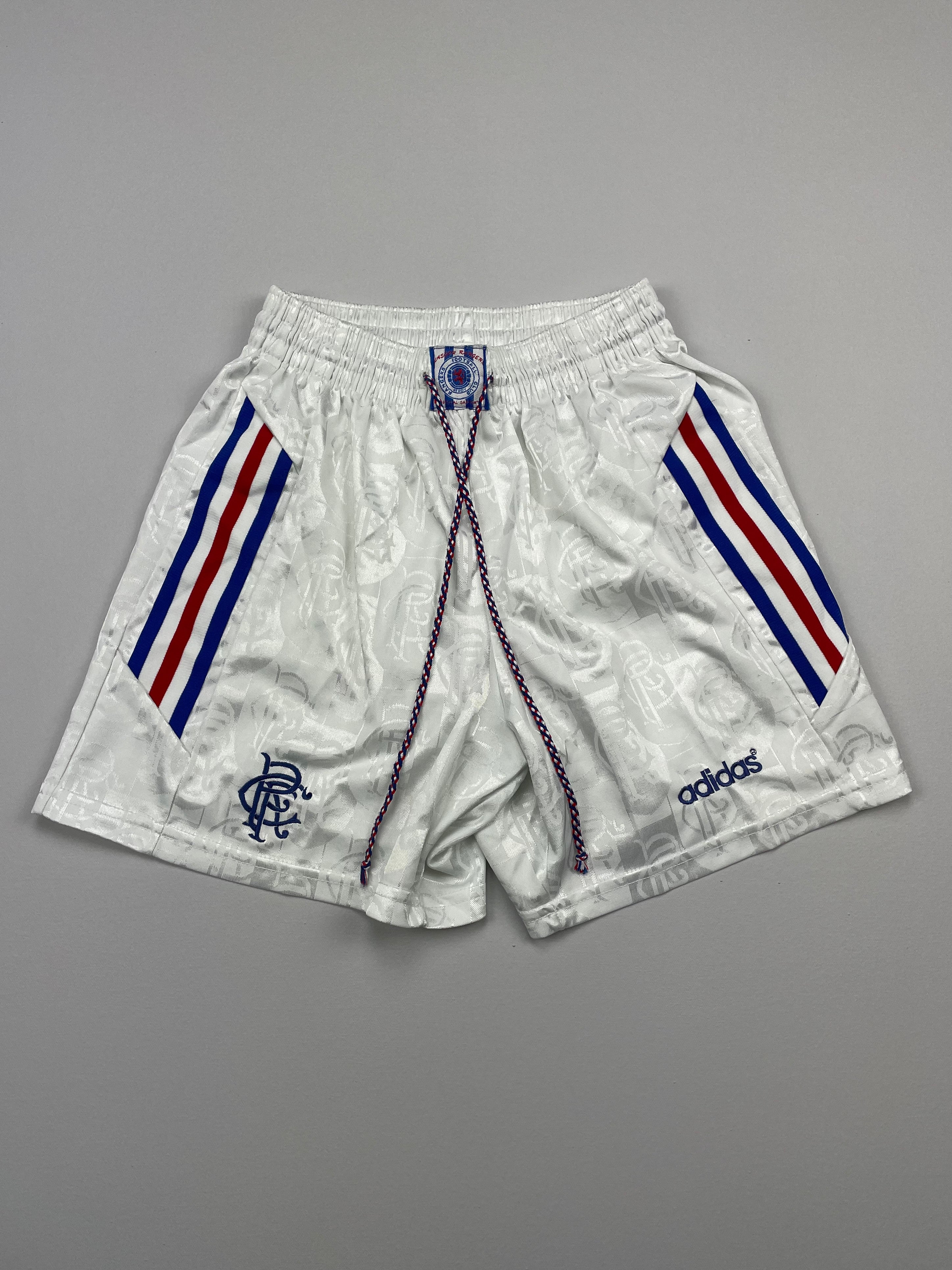 Shop 1996/97 RANGERS HOME SHORTS (L) ADIDAS, classic football shirts, vintage football shirts & retro soccer jerseys at Cult Kits