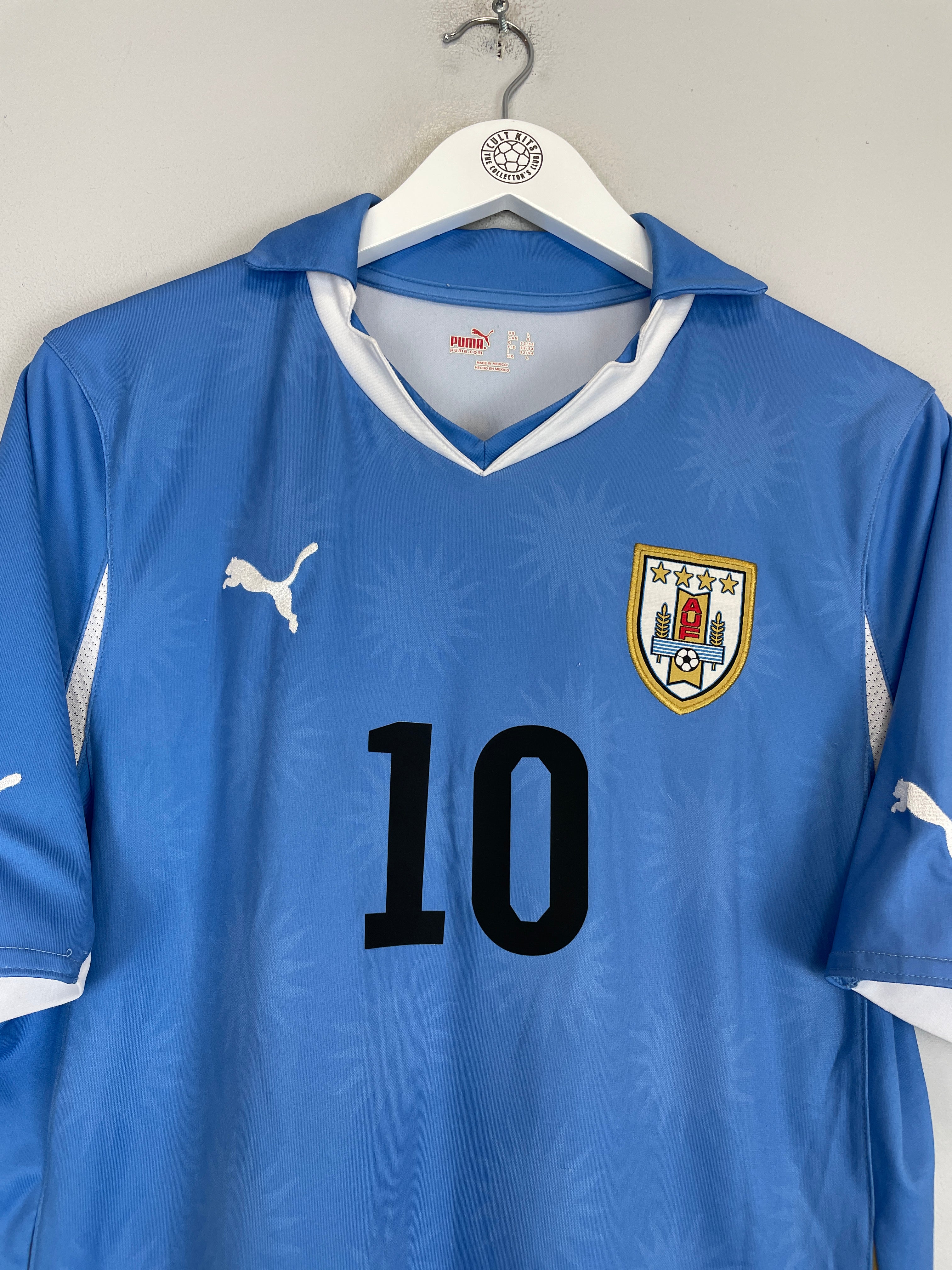 Shop 2010/11 URUGUAY FORLAN #10 HOME SHIRT (L) PUMA, classic football shirts, vintage football shirts & retro soccer jerseys at Cult Kits