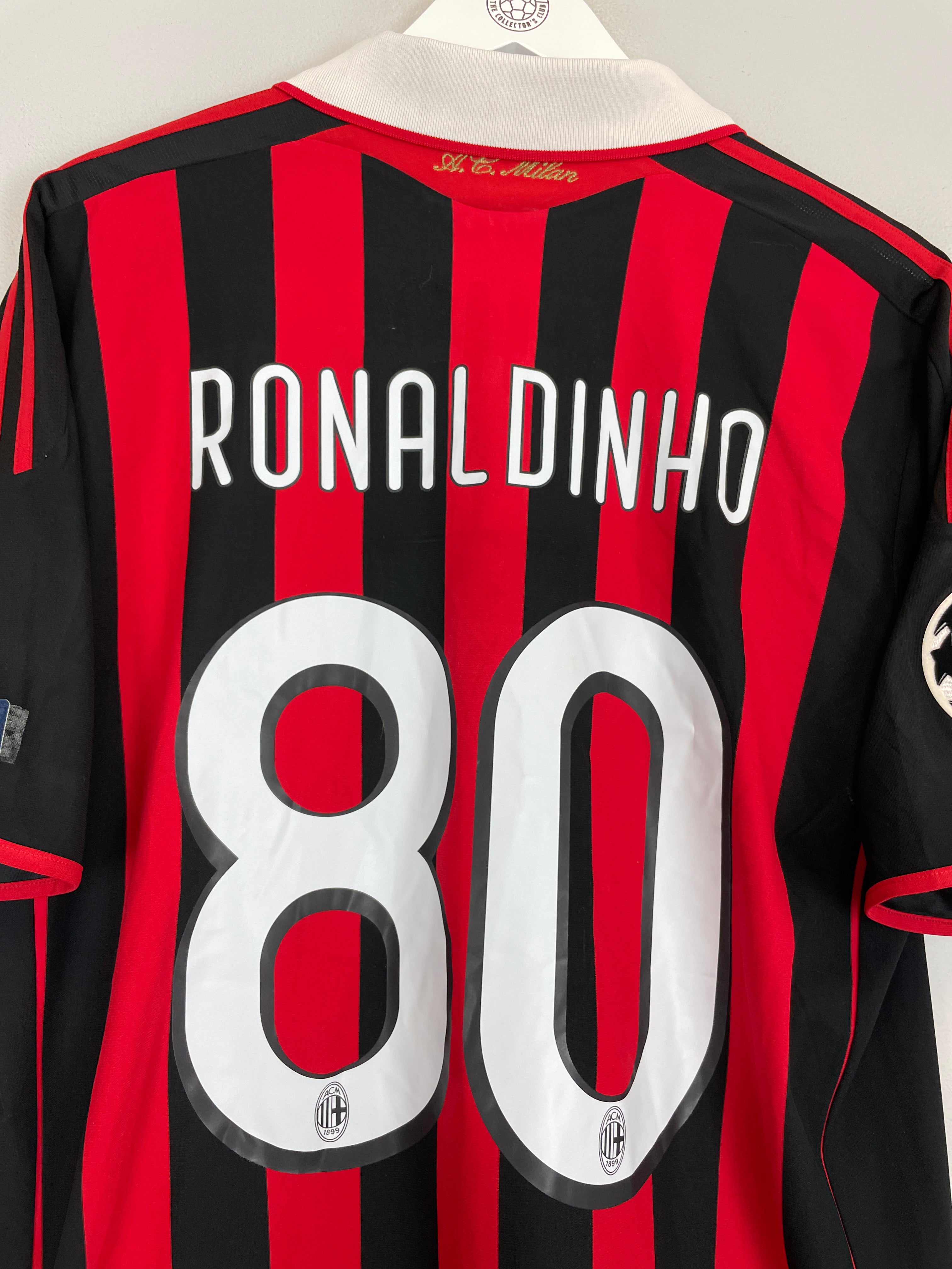 Shop 2009/10 AC MILAN RONALDINHO #80 C/L HOME SHIRT (L) ADIDAS, classic football shirts, vintage football shirts & retro soccer jerseys at Cult Kits