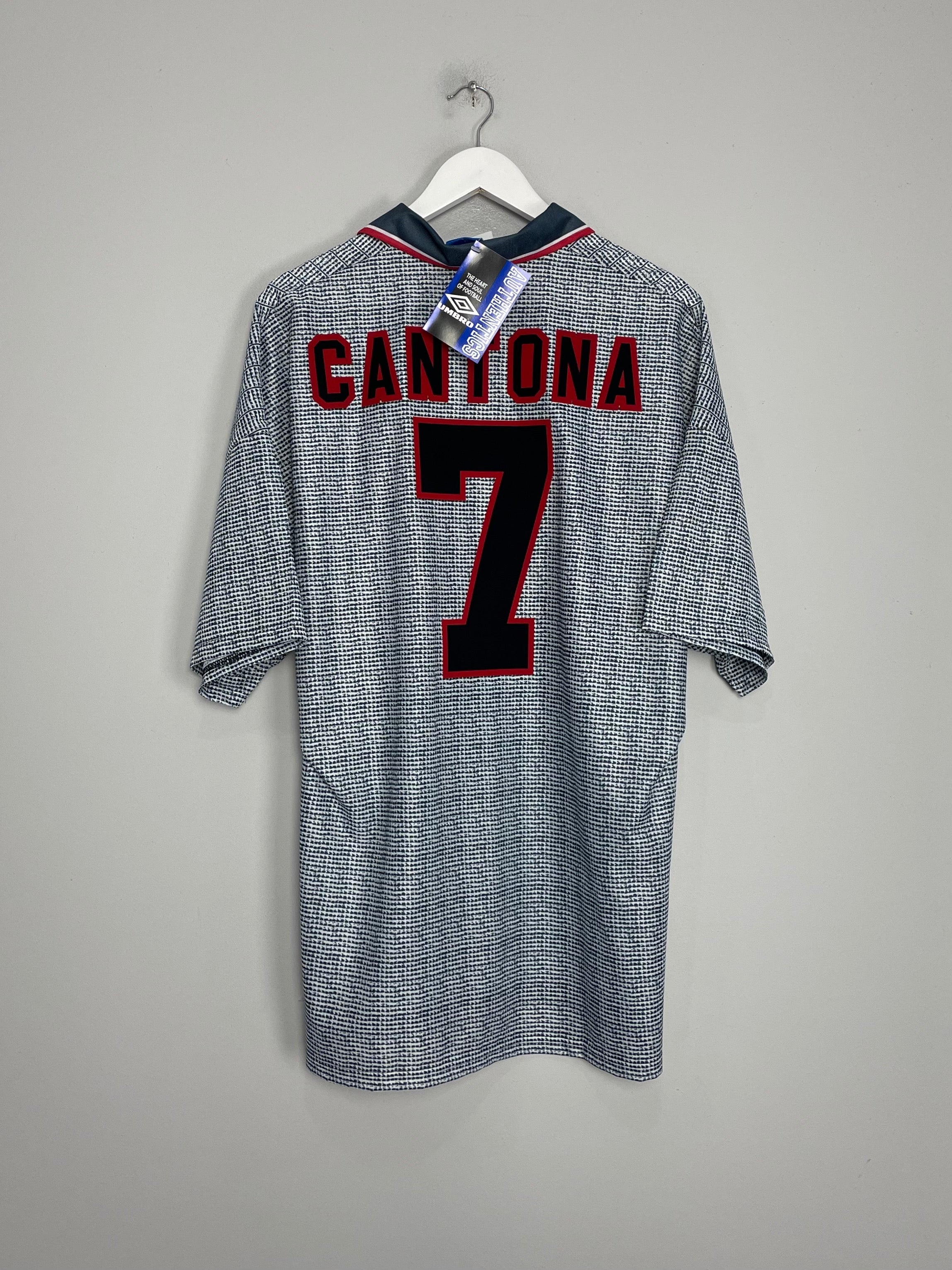 Shop 1995/96 MANCHESTER UNITED CANTONA #7 *BNWT* AWAY SHIRT (XXL) UMBRO, classic football shirts, vintage football shirts & retro soccer jerseys at Cult Kits