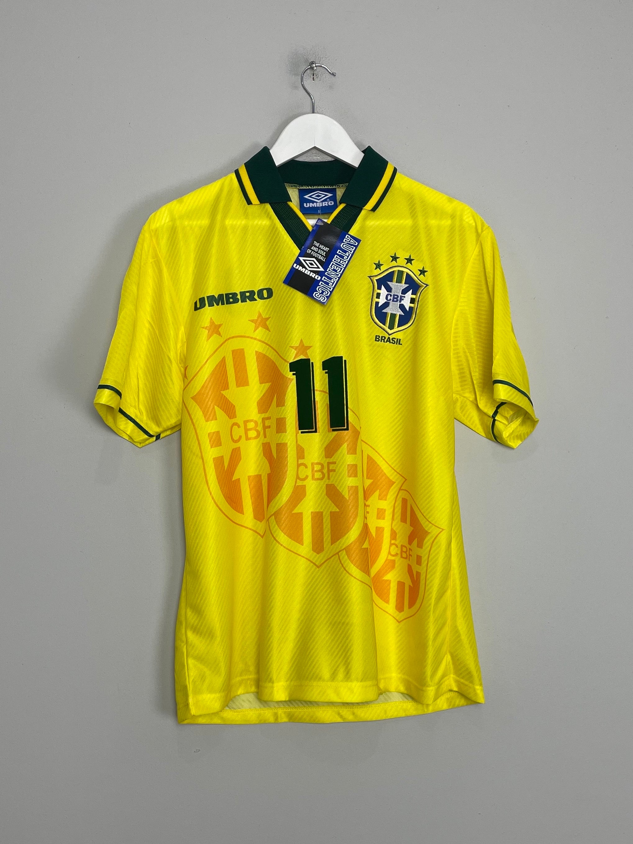 Shop 1994/96 BRAZIL ROMARIO #11 *BNWT* HOME SHIRT (M) UMBRO, classic football shirts, vintage football shirts & retro soccer jerseys at Cult Kits