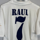 Shop 2001/02 REAL MADRID RAUL #7 *CENTENARY* HOME SHIRT (L) ADIDAS, classic football shirts, vintage football shirts & retro soccer jerseys at Cult Kits