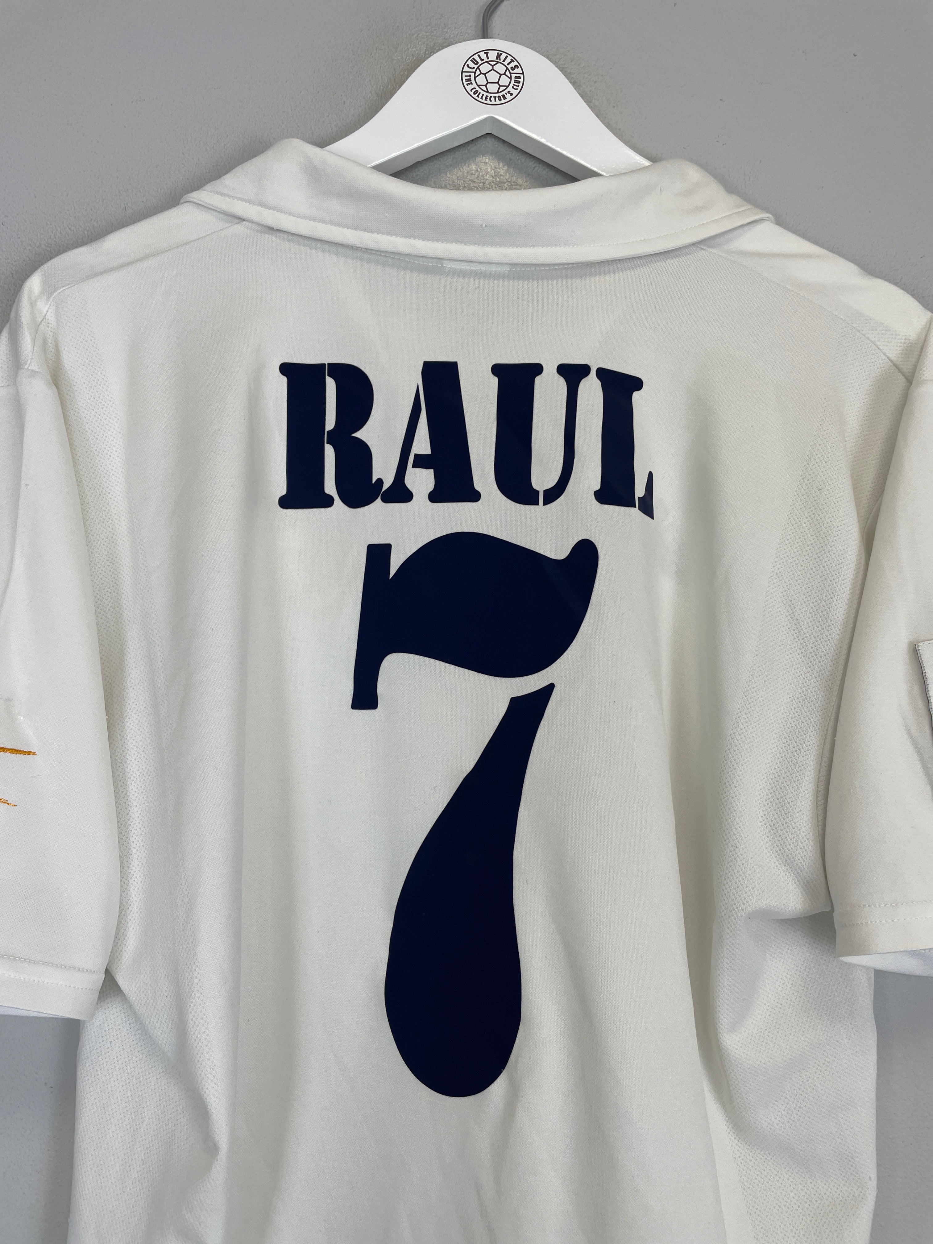 Shop 2001/02 REAL MADRID RAUL #7 *CENTENARY* HOME SHIRT (L) ADIDAS, classic football shirts, vintage football shirts & retro soccer jerseys at Cult Kits