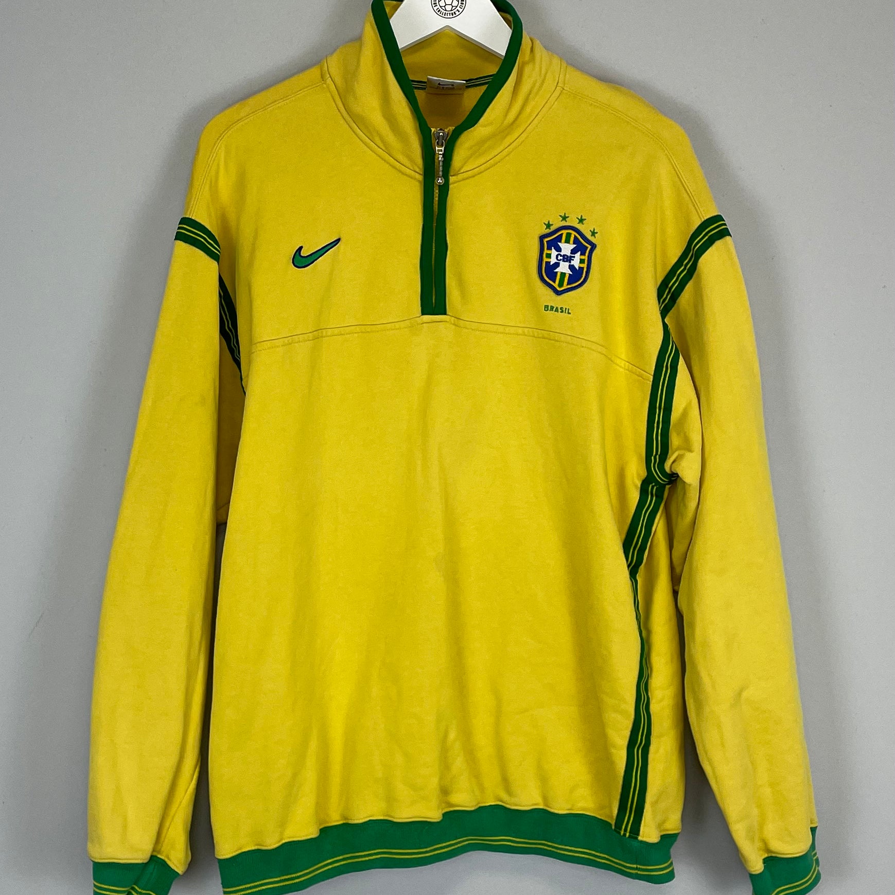 Shop 1998/00 BRAZIL 1/4 ZIP JUMPER (M) NIKE, classic football shirts, vintage football shirts & retro soccer jerseys at Cult Kits
