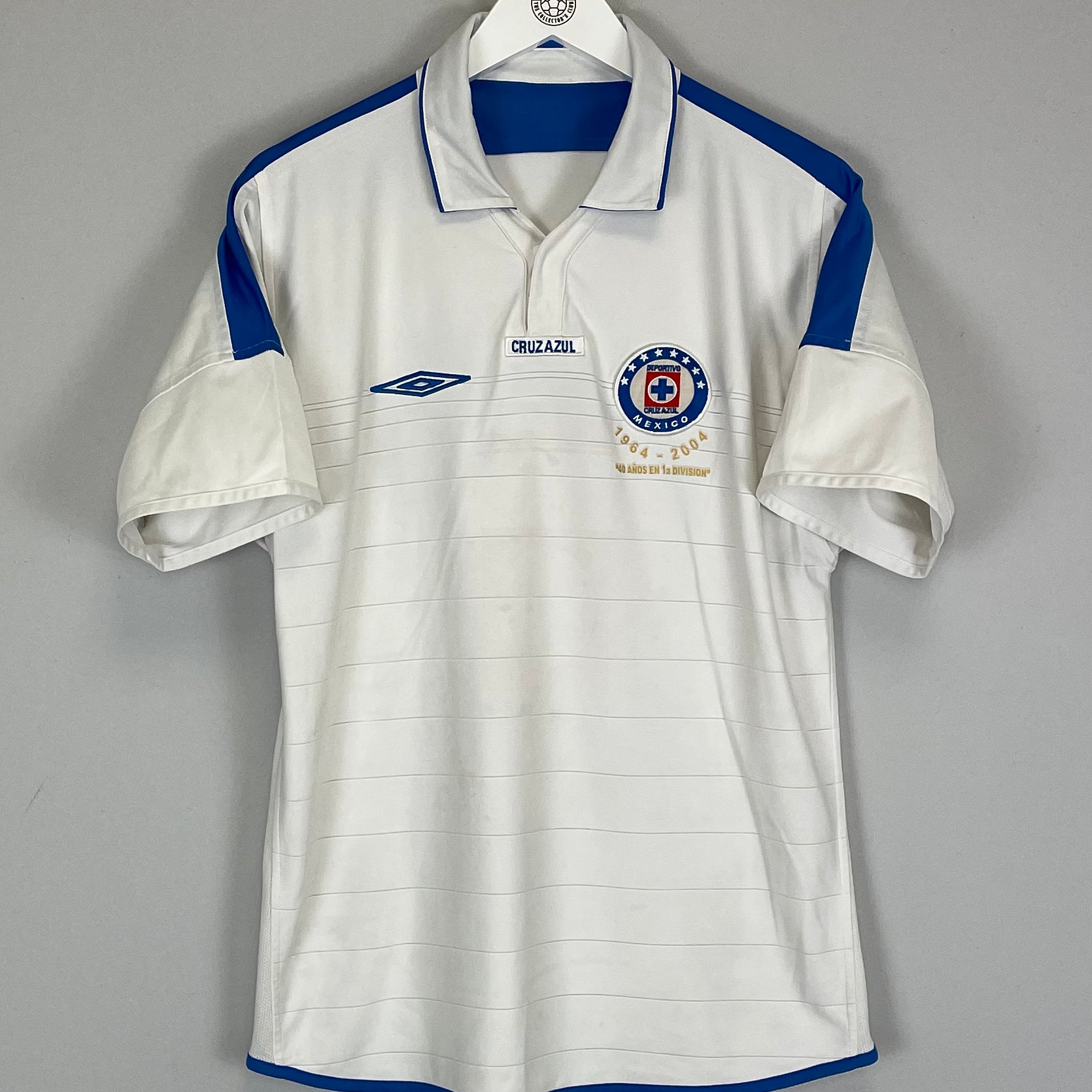 Shop 2003/04 CRUZ AZUL *40 YEAR* AWAY SHIRT (M) UMBRO, classic football shirts, vintage football shirts & retro soccer jerseys at Cult Kits