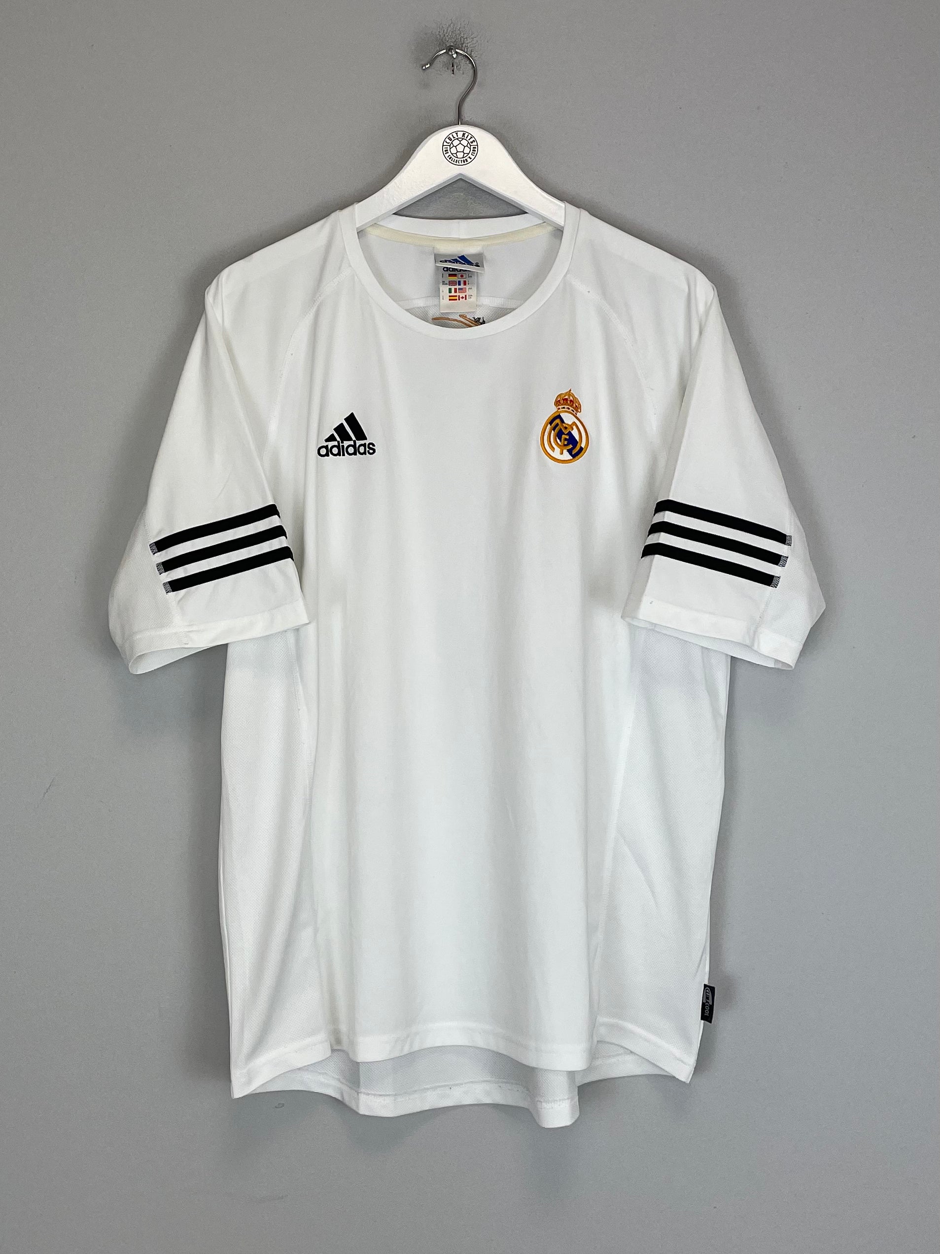 Shop 2001/02 REAL MADRID *CENTENARY* TRAINING SHIRT (L) ADIDAS, classic football shirts, vintage football shirts & retro soccer jerseys at Cult Kits