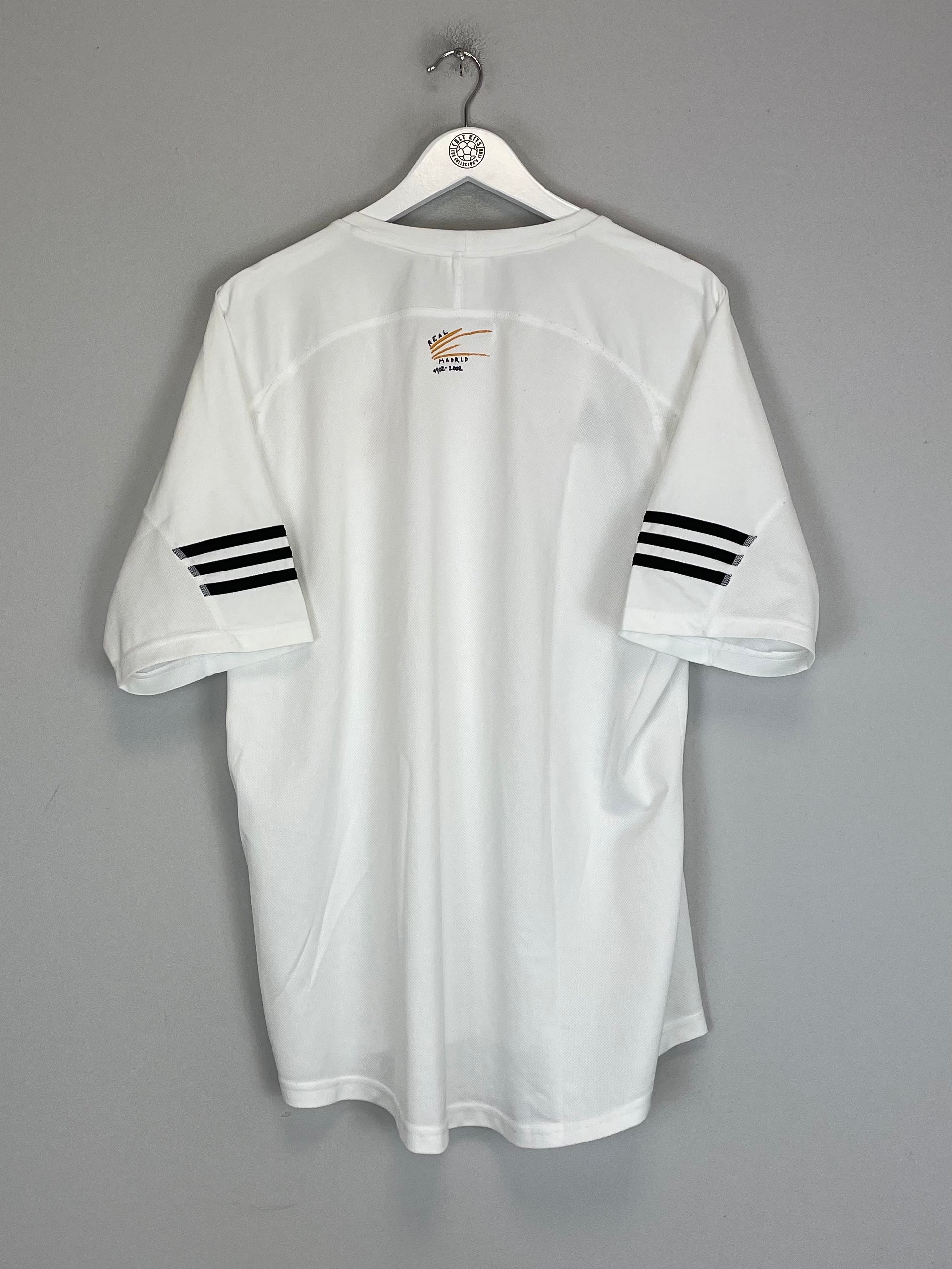 Shop 2001/02 REAL MADRID *CENTENARY* TRAINING SHIRT (L) ADIDAS, classic football shirts, vintage football shirts & retro soccer jerseys at Cult Kits