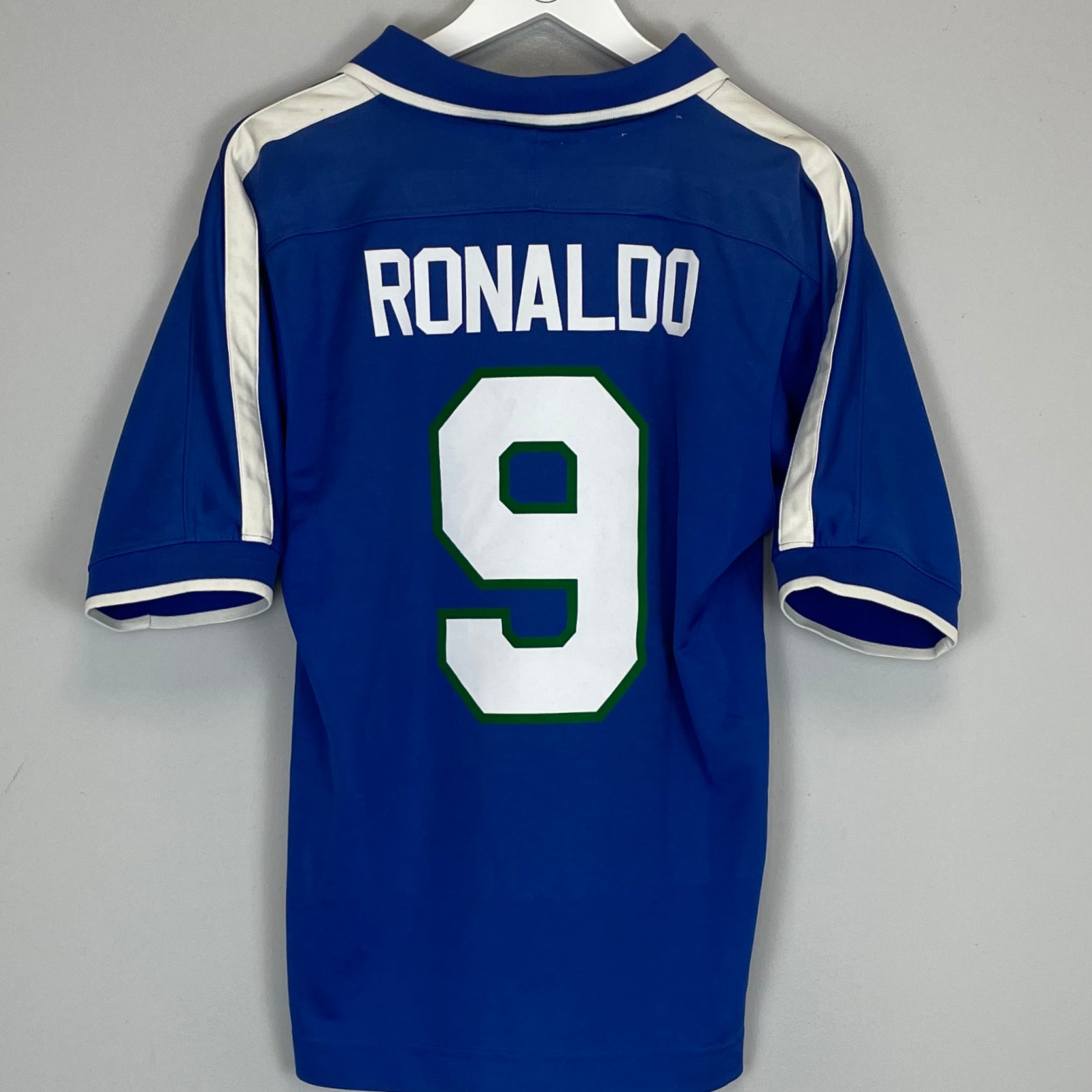Shop 1997/98 BRAZIL RONALDO #9 AWAY SHIRT (S) NIKE, classic football shirts, vintage football shirts & retro soccer jerseys at Cult Kits