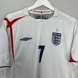 Shop 2005/07 ENGLAND BECKHAM #7 HOME SHIRT (XL) UMBRO, classic football shirts, vintage football shirts & retro soccer jerseys at Cult Kits