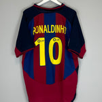 Shop 2003/04 BARCELONA RONALDINHO #10 HOME SHIRT (L) NIKE, classic football shirts, vintage football shirts & retro soccer jerseys at Cult Kits