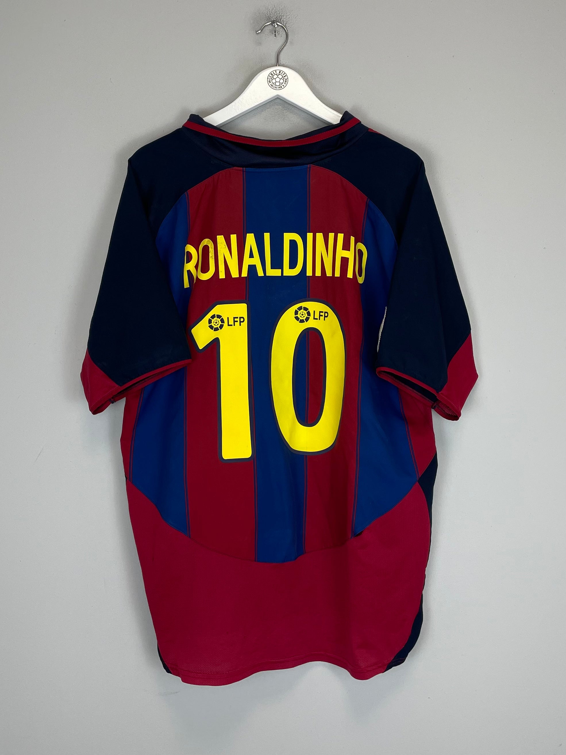 Shop 2003/04 BARCELONA RONALDINHO #10 HOME SHIRT (L) NIKE, classic football shirts, vintage football shirts & retro soccer jerseys at Cult Kits