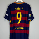 Shop 2015/16 BARCELONA SUAREZ #9 HOME SHIRT (XL) NIKE, classic football shirts, vintage football shirts & retro soccer jerseys at Cult Kits