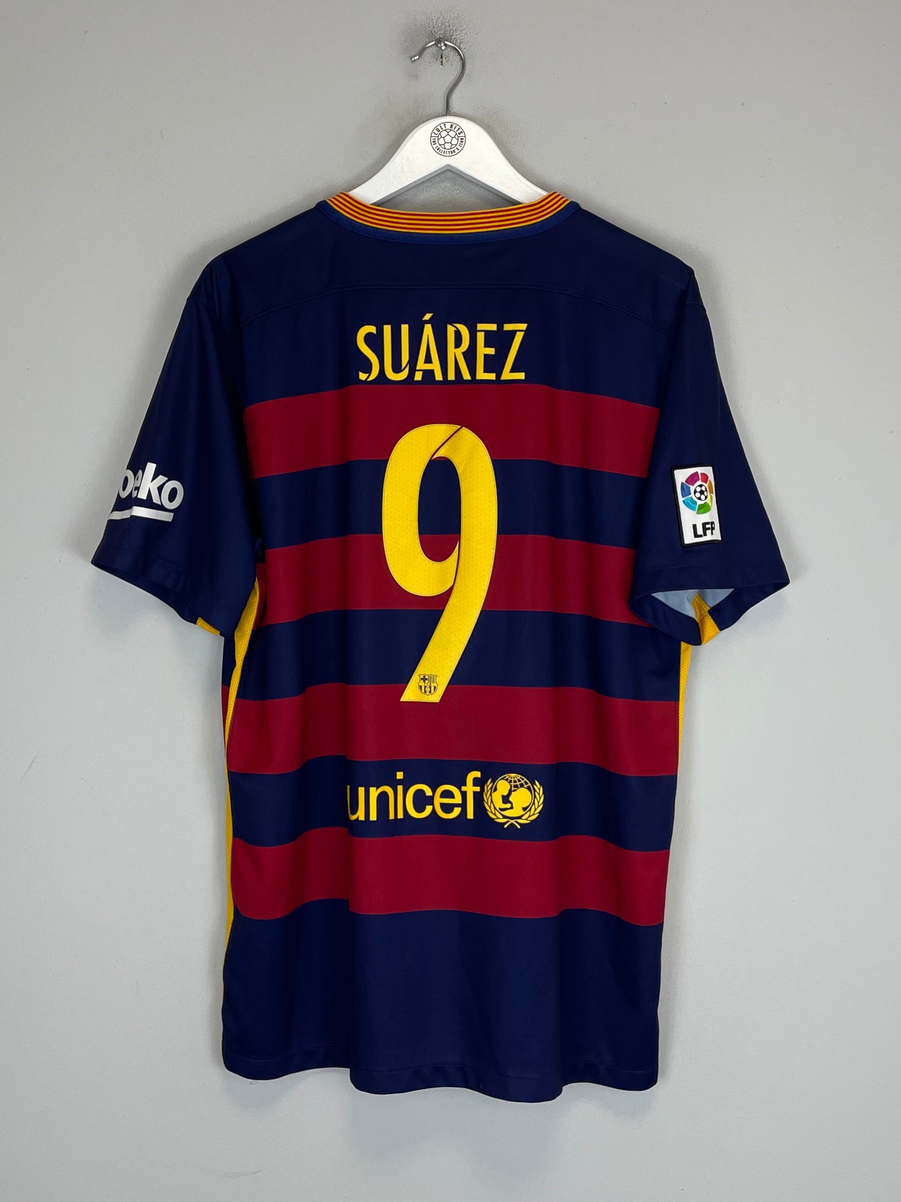 Shop 2015/16 BARCELONA SUAREZ #9 HOME SHIRT (XL) NIKE, classic football shirts, vintage football shirts & retro soccer jerseys at Cult Kits