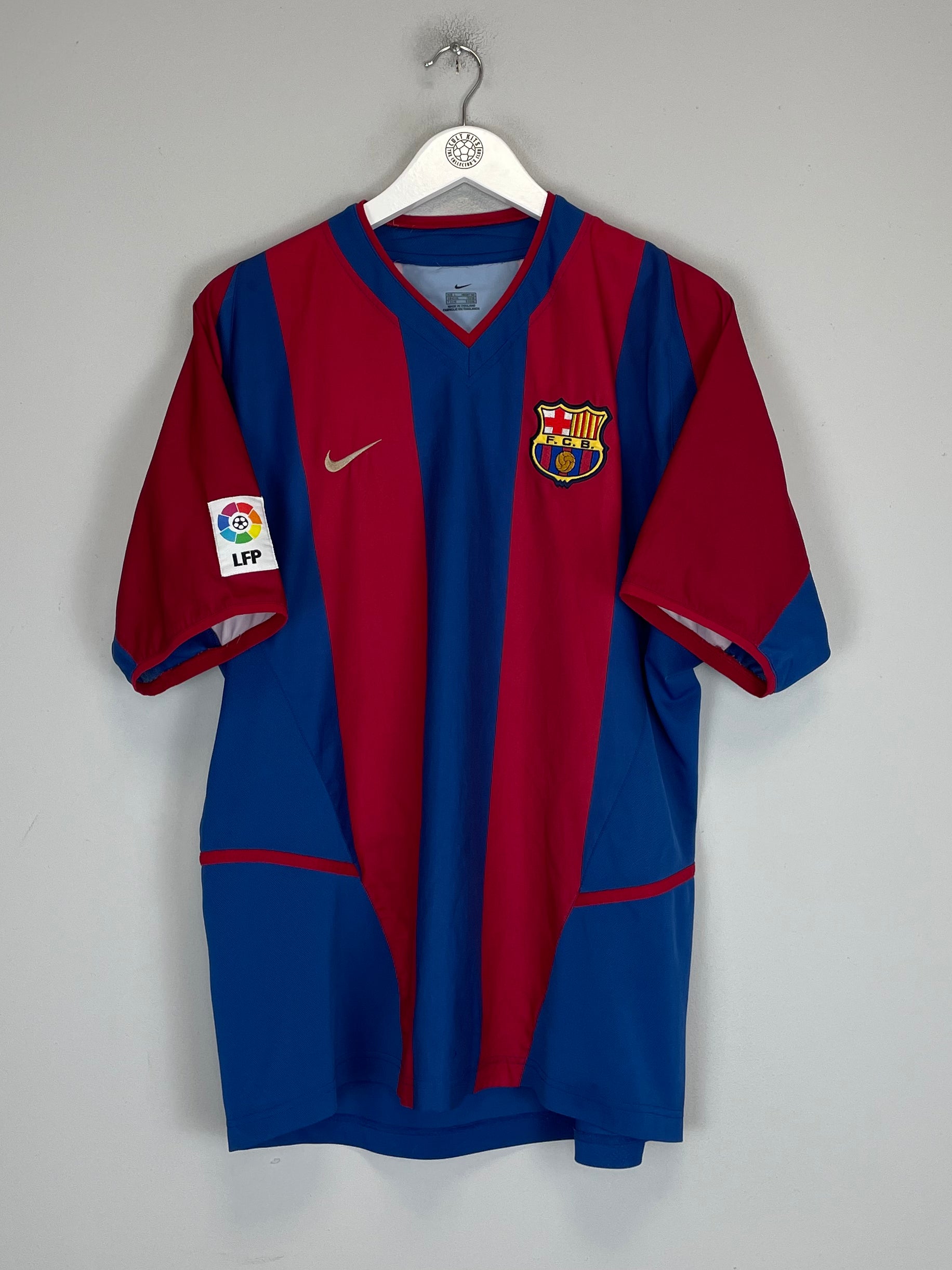 Shop 2002/03 BARCELONA INIESTA #34 HOME SHIRT (L) NIKE, classic football shirts, vintage football shirts & retro soccer jerseys at Cult Kits
