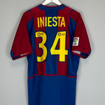 Shop 2002/03 BARCELONA INIESTA #34 HOME SHIRT (L) NIKE, classic football shirts, vintage football shirts & retro soccer jerseys at Cult Kits