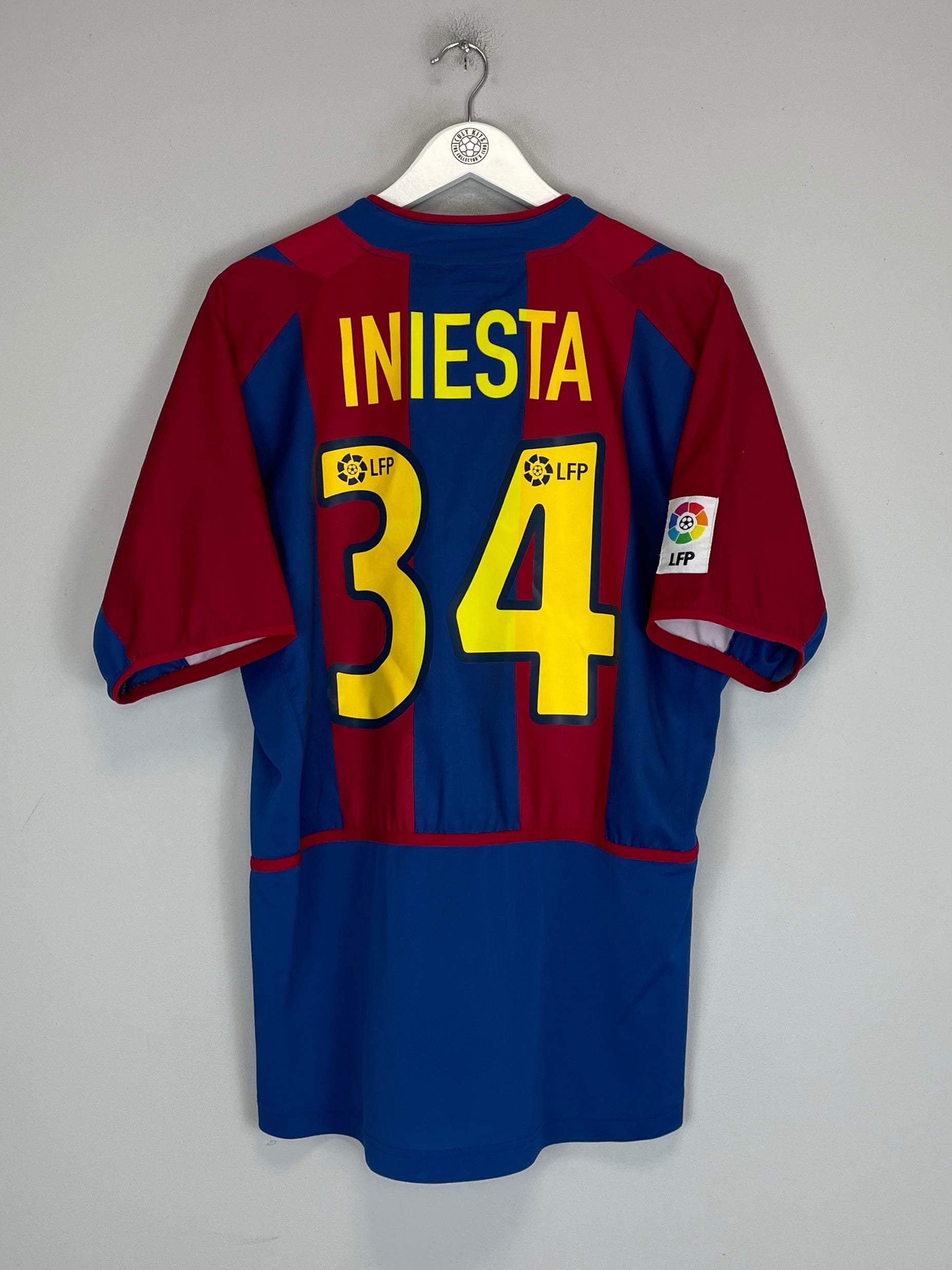 Shop 2002/03 BARCELONA INIESTA #34 HOME SHIRT (L) NIKE, classic football shirts, vintage football shirts & retro soccer jerseys at Cult Kits
