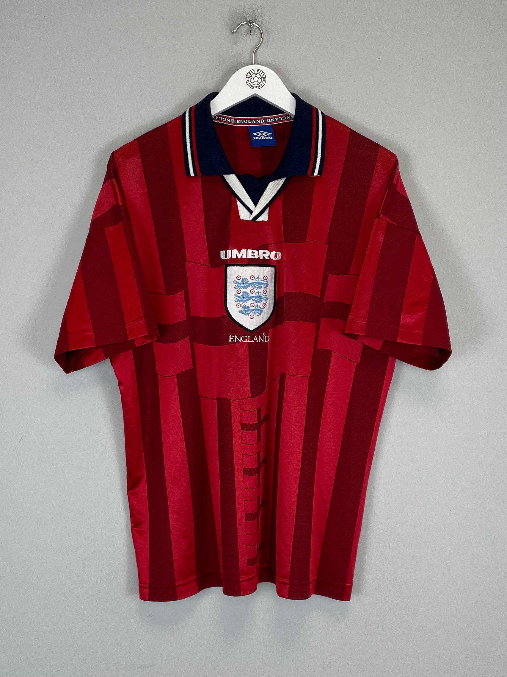Shop 1997/99 ENGLAND AWAY SHIRT (L) UMBRO, classic football shirts, vintage football shirts & retro soccer jerseys at Cult Kits