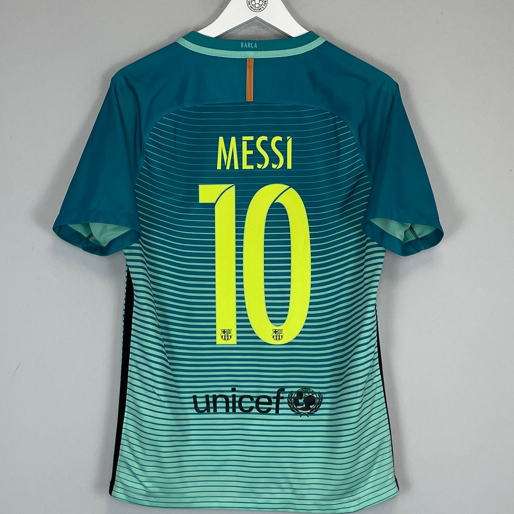 Shop 2016/17 BARCELONA MESSI #10 AWAY SHIRT (S) NIKE, classic football shirts, vintage football shirts & retro soccer jerseys at Cult Kits