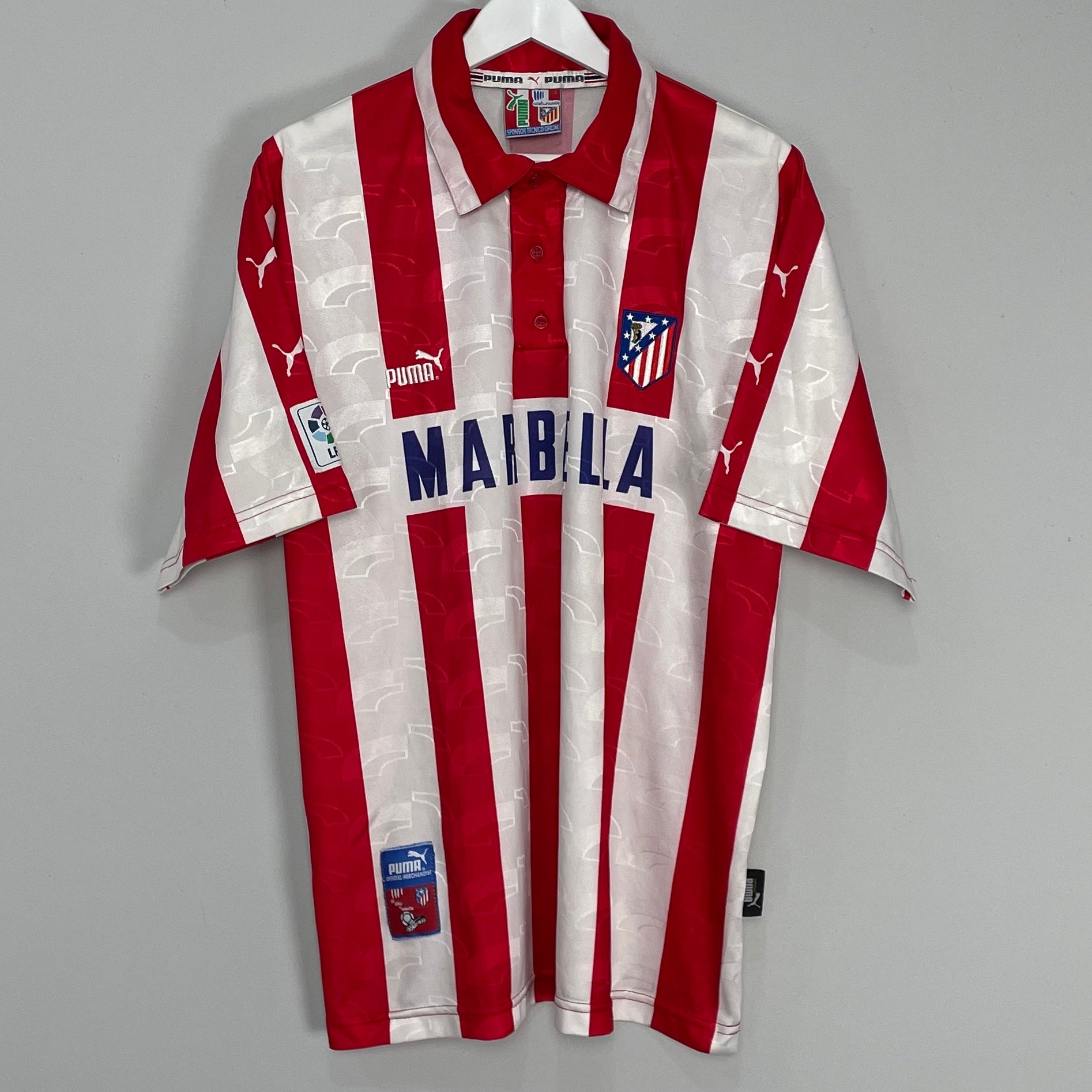 Shop 1997/98 ATLETICO MADRID HOME SHIRT (XL) PUMA, classic football shirts, vintage football shirts & retro soccer jerseys at Cult Kits
