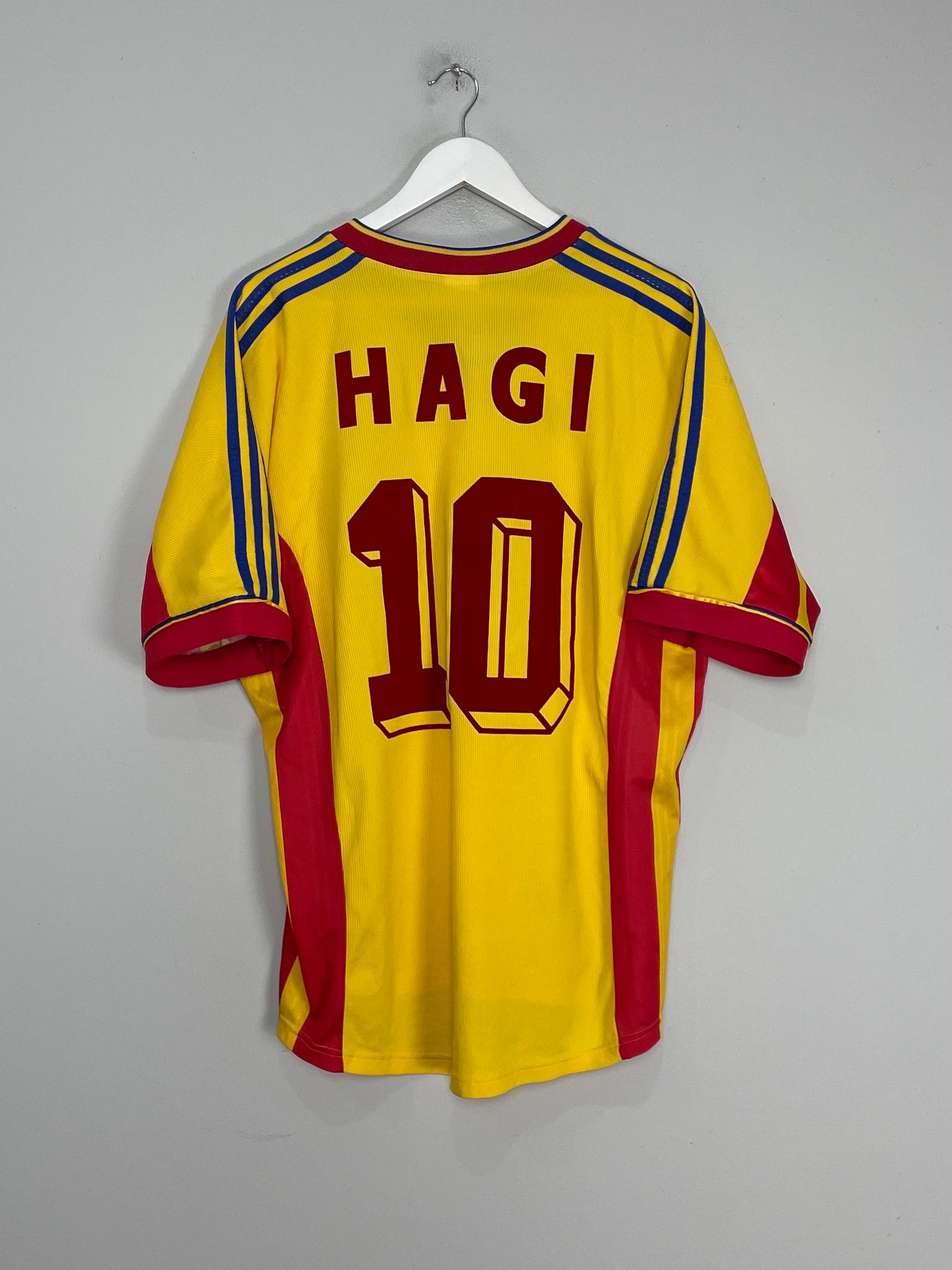Shop 1998/00 ROMANIA HAGI #10 HOME SHIRT (L) ADIDAS, classic football shirts, vintage football shirts & retro soccer jerseys at Cult Kits