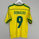 1998/00 BRAZIL RONALDO #9 HOME SHIRT (M) NIKE