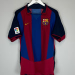 Shop 2003/04 BARCELONA KLUIVERT #9 HOME SHIRT (M) NIKE, classic football shirts, vintage football shirts & retro soccer jerseys at Cult Kits