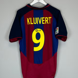 Shop 2003/04 BARCELONA KLUIVERT #9 HOME SHIRT (M) NIKE, classic football shirts, vintage football shirts & retro soccer jerseys at Cult Kits