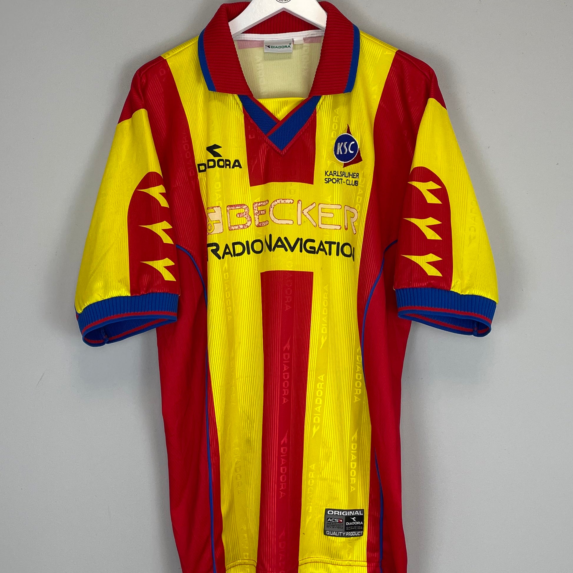 Shop 1999/00 KARLSRUHE HOME SHIRT (XL) DIADORA, classic football shirts, vintage football shirts & retro soccer jerseys at Cult Kits