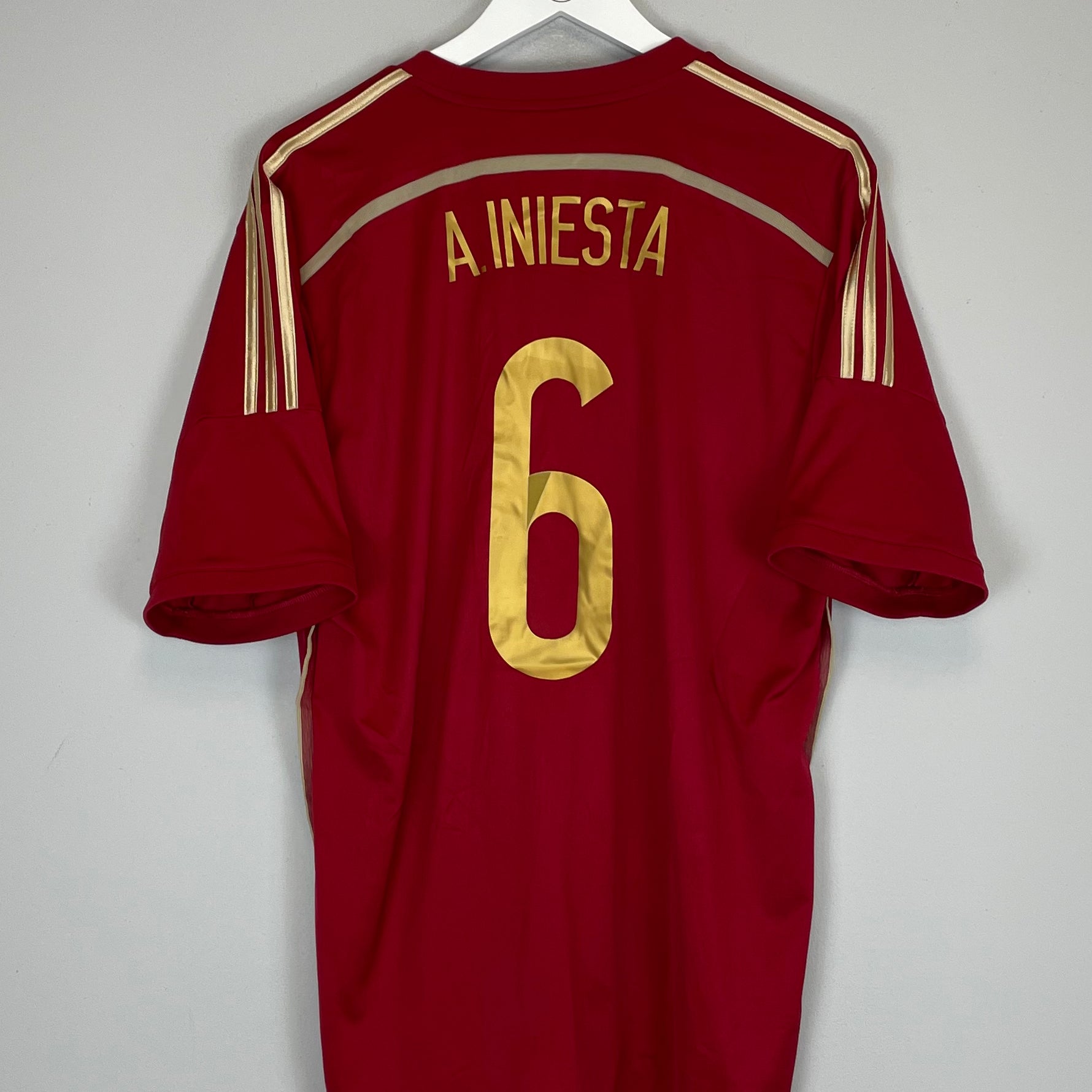 Shop 2013/15 SPAIN A.INIESTA #6 HOME SHIRT (XL) ADIDAS, classic football shirts, vintage football shirts & retro soccer jerseys at Cult Kits