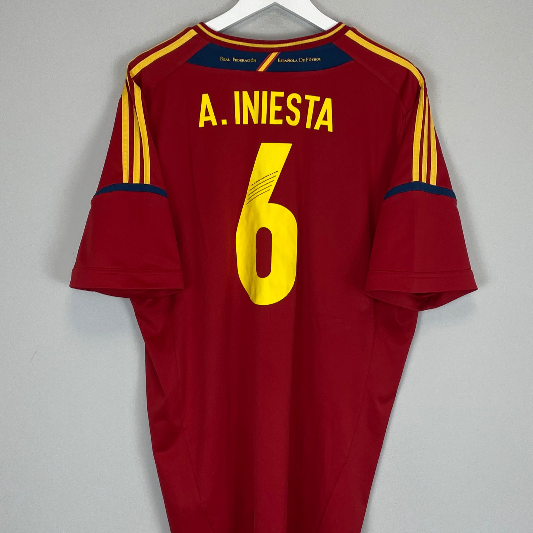 Shop 2012/13 SPAIN A.INIESTA #6 HOME SHIRT (XXL) ADIDAS, classic football shirts, vintage football shirts & retro soccer jerseys at Cult Kits