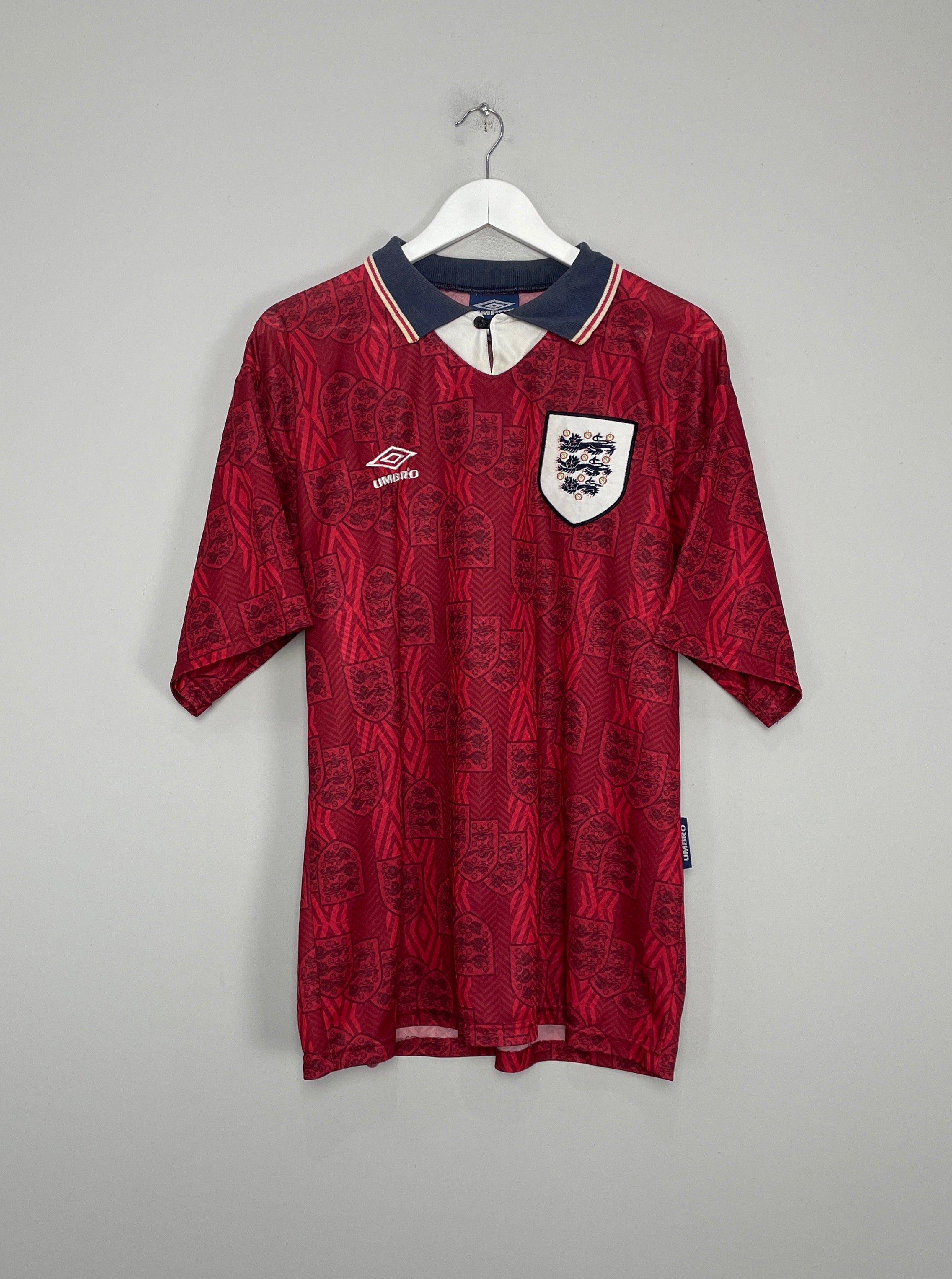 Shop 1993/95 ENGLAND AWAY SHIRT (XL) UMBRO, classic football shirts, vintage football shirts & retro soccer jerseys at Cult Kits
