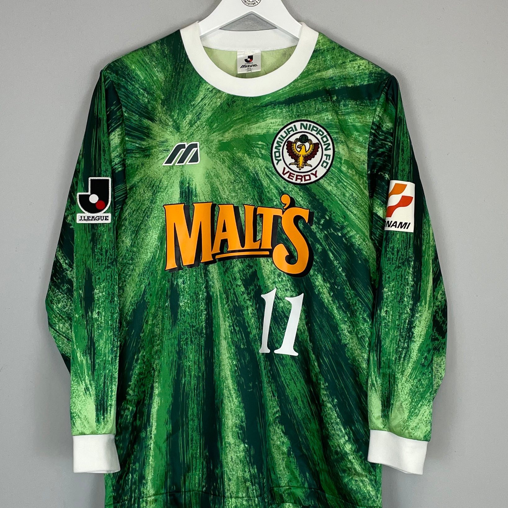 Shop 1996 TOKYO VERDY #11 L/S HOME SHIRT (M) MIZUNO, classic football shirts, vintage football shirts & retro soccer jerseys at Cult Kits