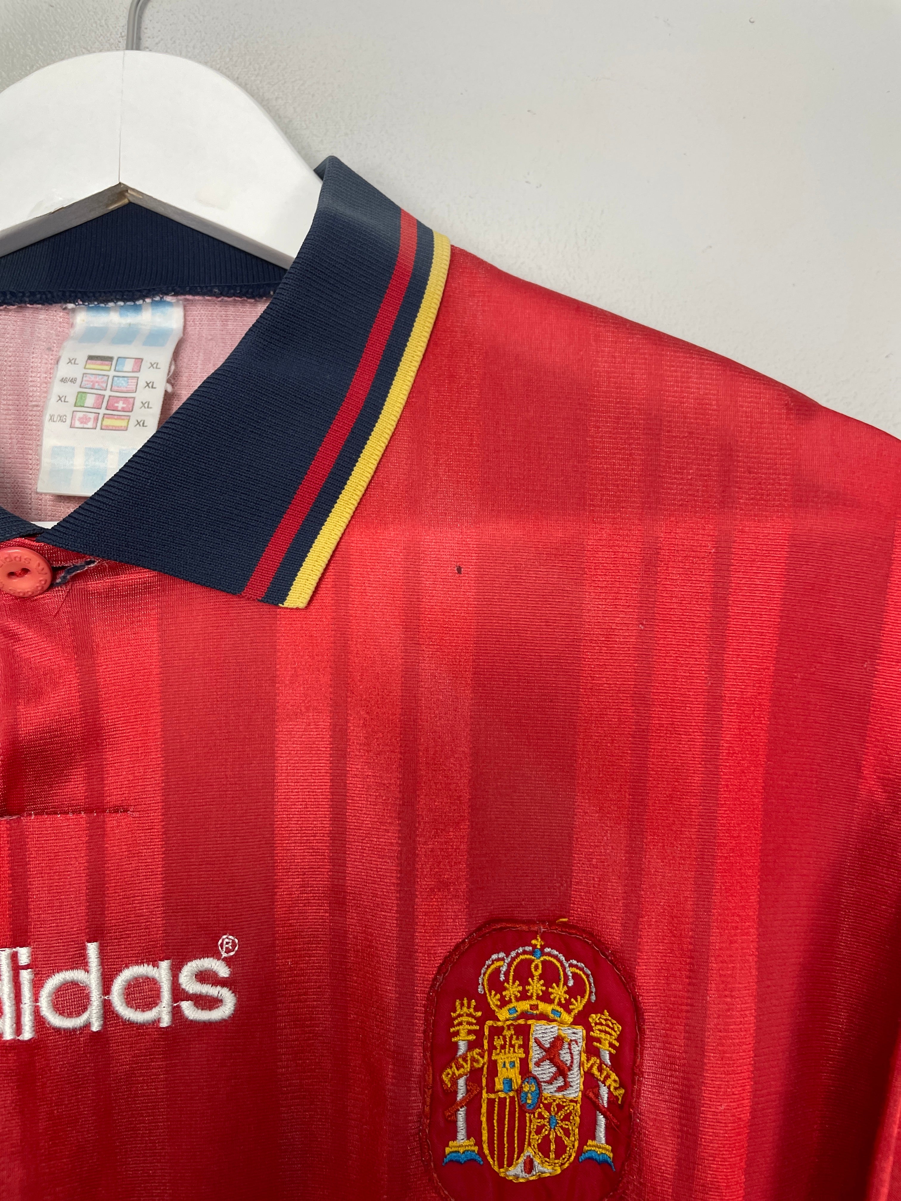 Shop 1994/96 SPAIN HOME SHIRT (XL) ADIDAS, classic football shirts, vintage football shirts & retro soccer jerseys at Cult Kits