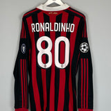 Shop 2009/10 AC MILAN RONALDINHO #80 C/L L/S HOME SHIRT (L) ADIDAS, classic football shirts, vintage football shirts & retro soccer jerseys at Cult Kits