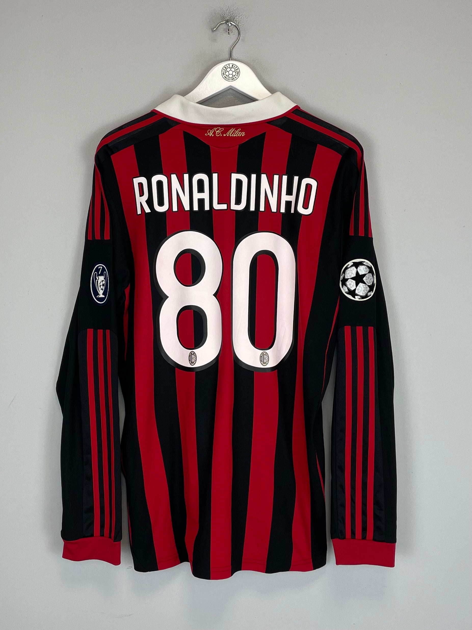 Shop 2009/10 AC MILAN RONALDINHO #80 C/L L/S HOME SHIRT (L) ADIDAS, classic football shirts, vintage football shirts & retro soccer jerseys at Cult Kits