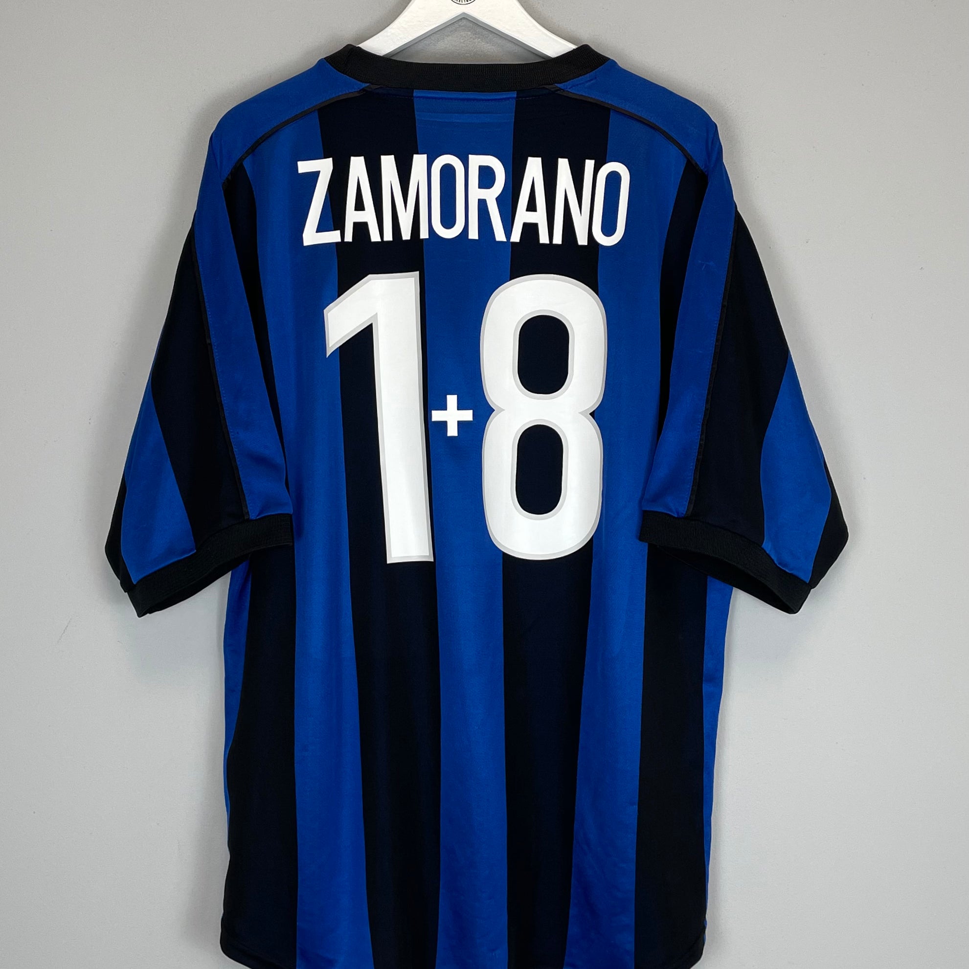Shop 1999/00 INTER MILAN ZAMORANO #1+8 HOME SHIRT (XL) NIKE, classic football shirts, vintage football shirts & retro soccer jerseys at Cult Kits