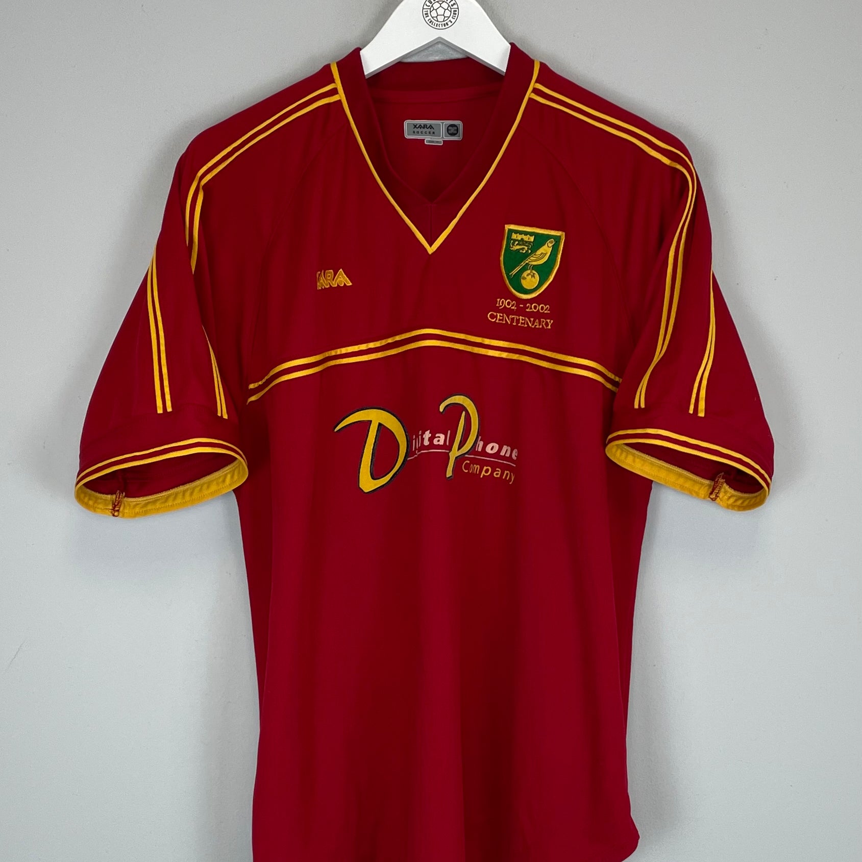 Shop 2001/02 NORWICH CITY *CENTENARY* AWAY SHIRT (XL) XARA, classic football shirts, vintage football shirts & retro soccer jerseys at Cult Kits