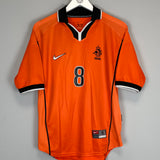Shop 1998/00 NETHERLANDS BERGKAMP #8 HOME SHIRT (S) NIKE, classic football shirts, vintage football shirts & retro soccer jerseys at Cult Kits